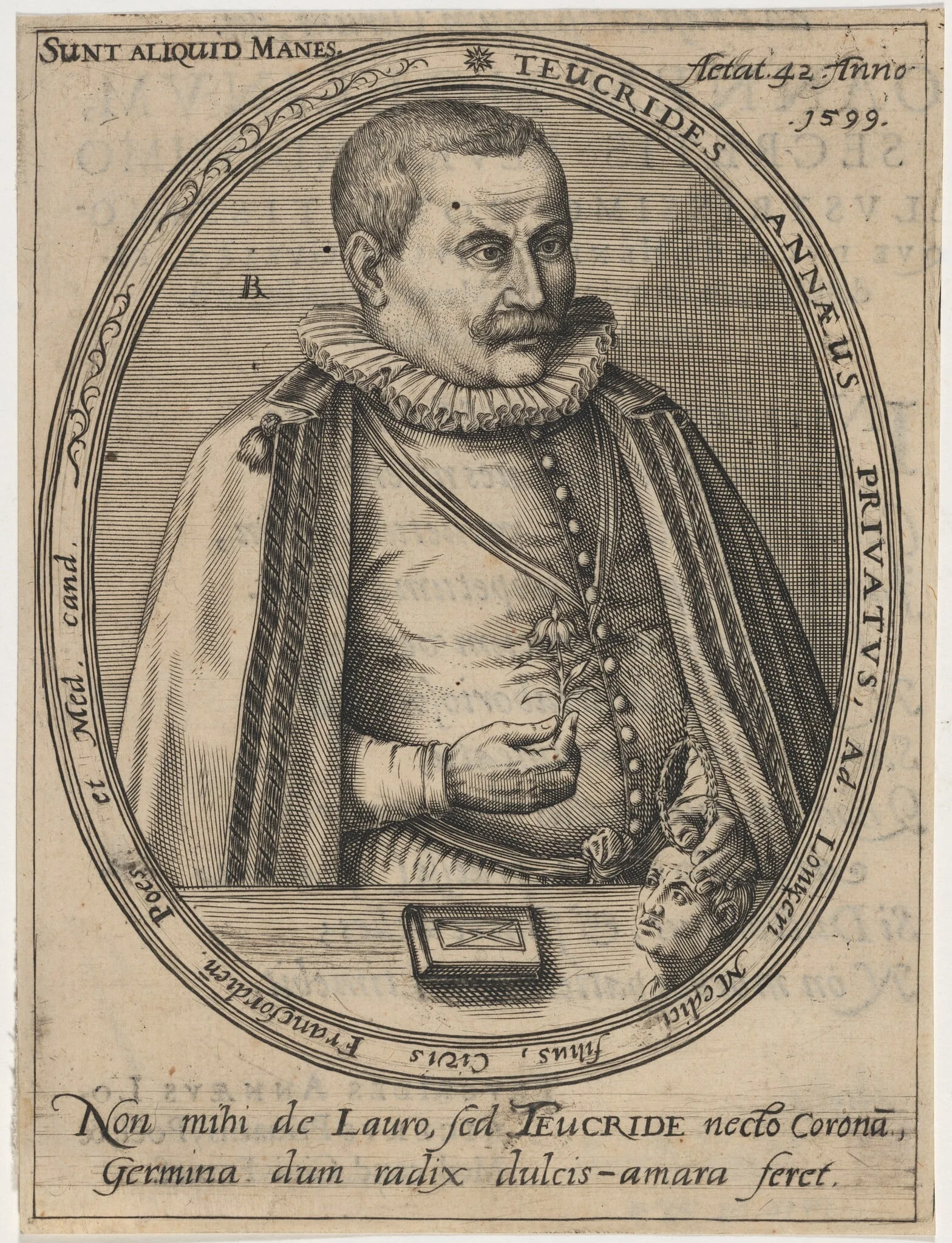 Teucrides Annaeus Lanicerus, by Unknown 19th Century, ink, 1599