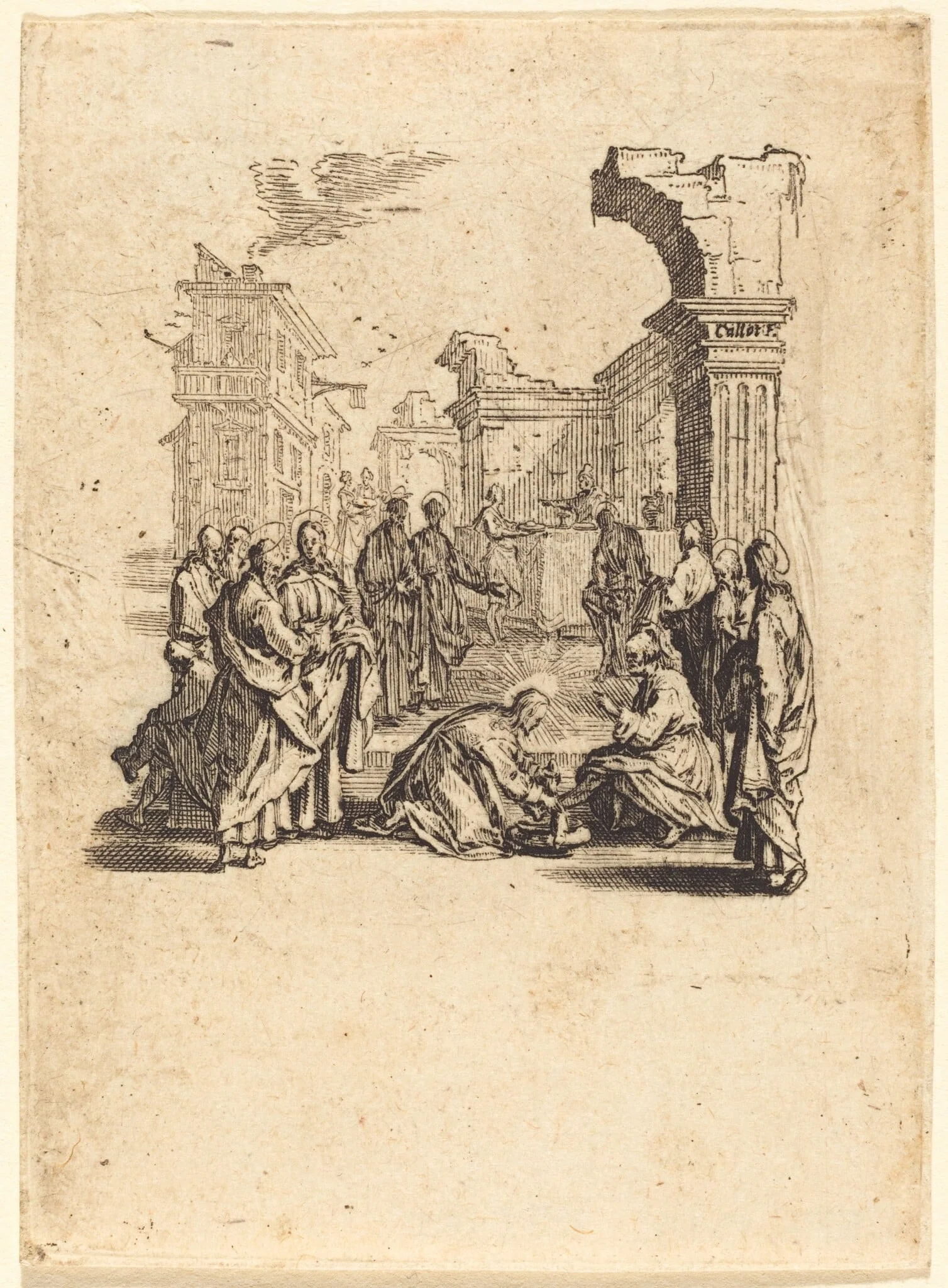 Christ Washing the Feet of the Apostles, by Jacques Callot, ink, 1624