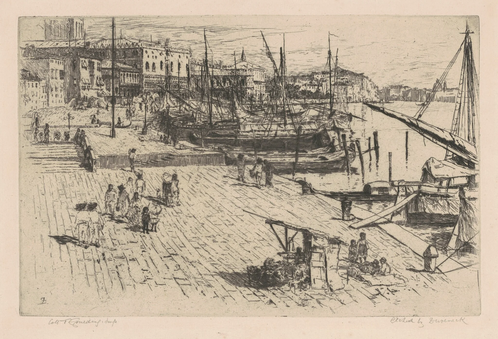 Riva degli Schiavone, No. 1, by Frank Duveneck, ink, 1880