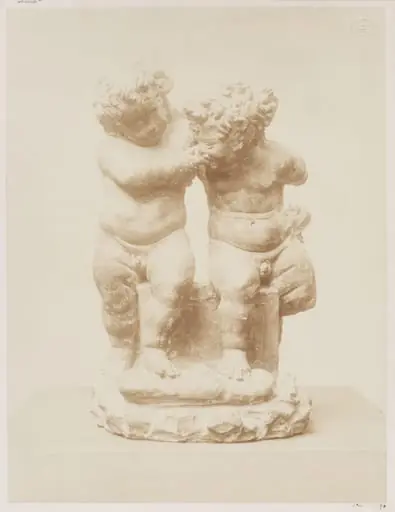 Italian terracotta sculpture group of two boys fighting