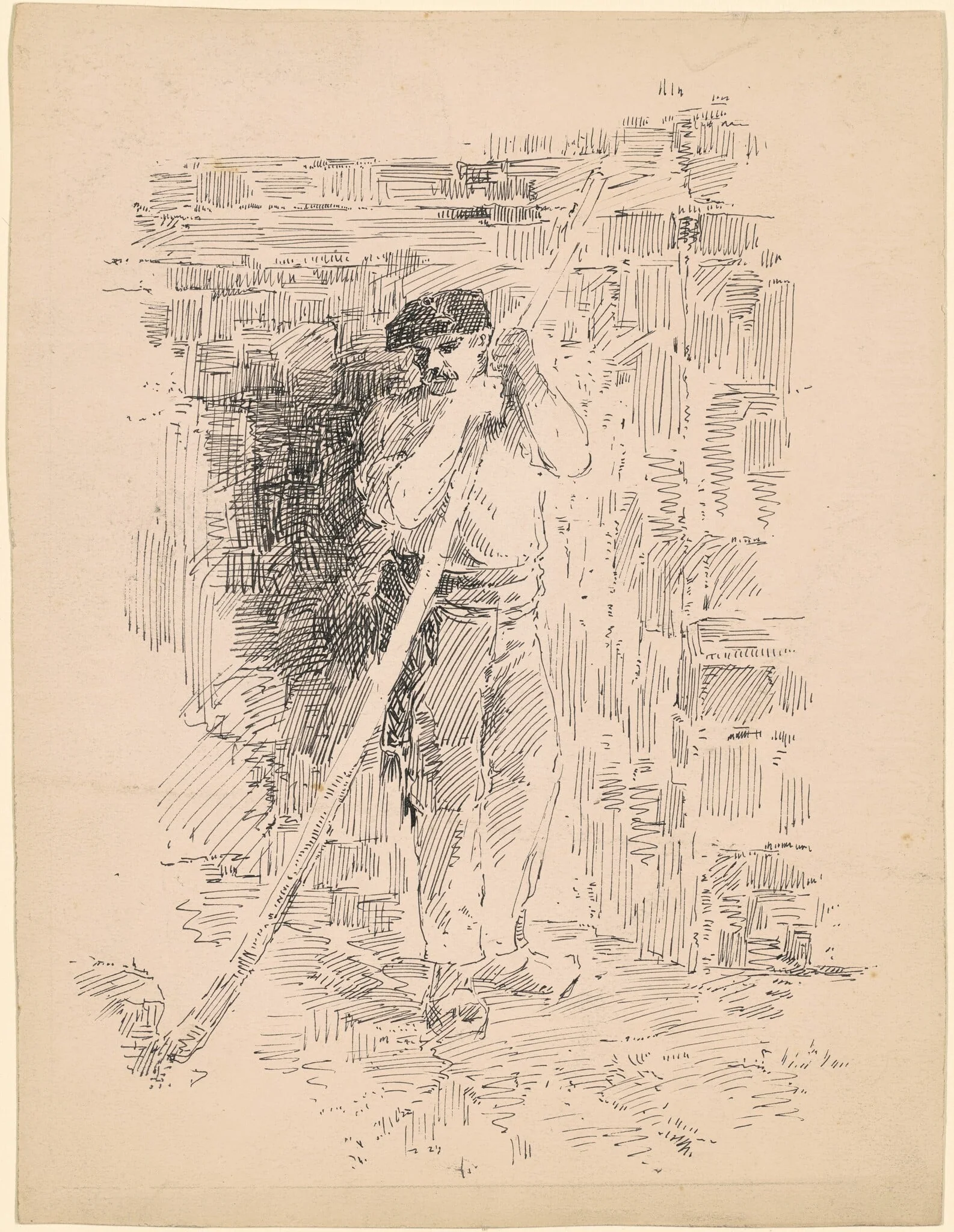 Peasant, by Edward Moran, ink, 1878