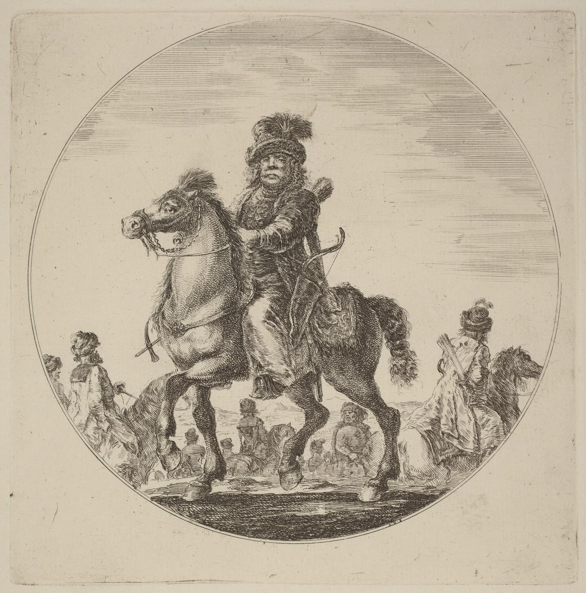 Hungarian Cavalier, by Stefano Della Bella, ink, 1637