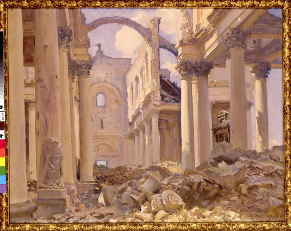 Cathedral of Arras, August 1918, by John Singer Sargent, oil, 1900