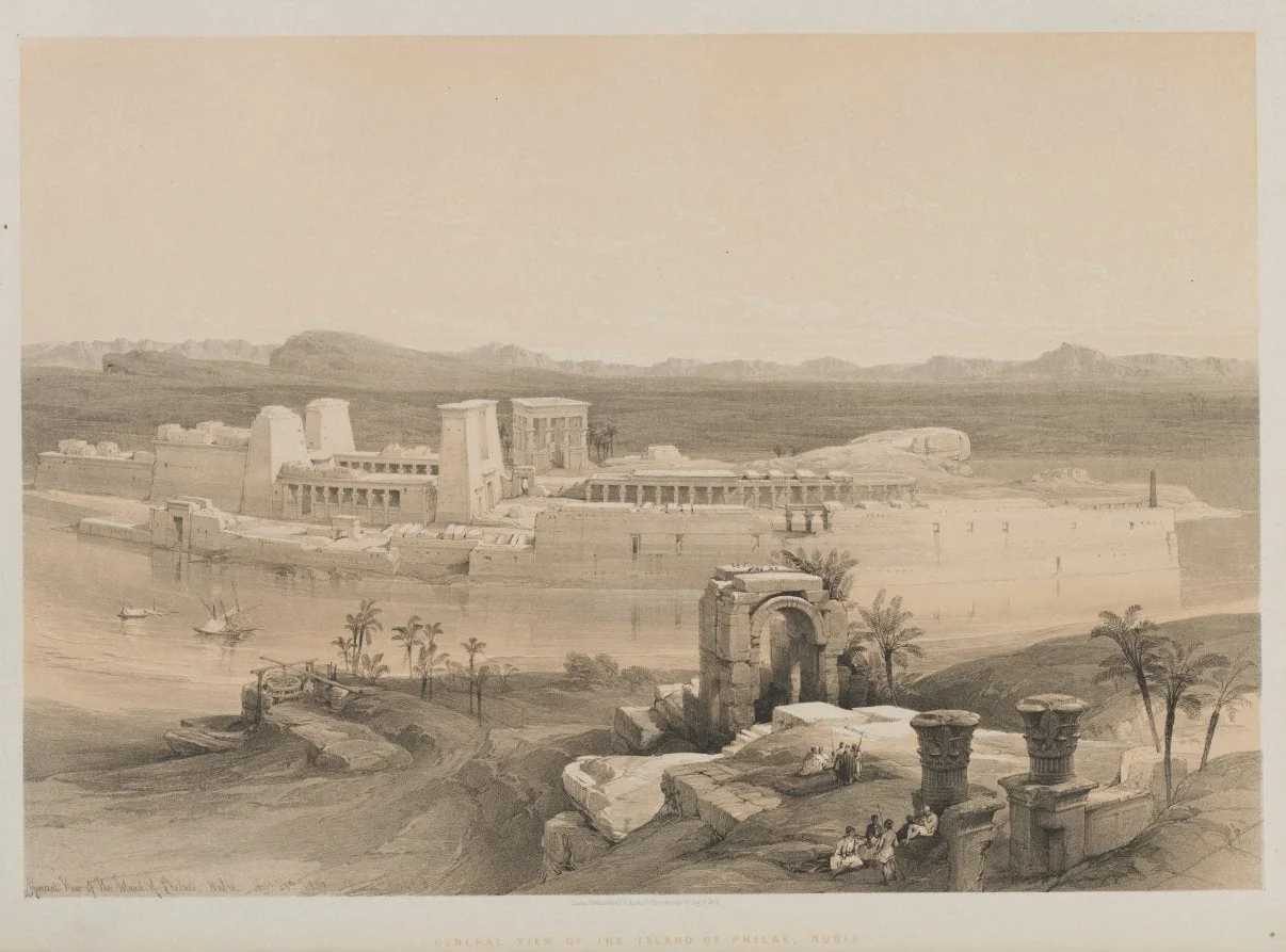 Egypt and Nubia, Volume I: General View of the Island of Philae, Nubia, by Louis Haghe, 1846