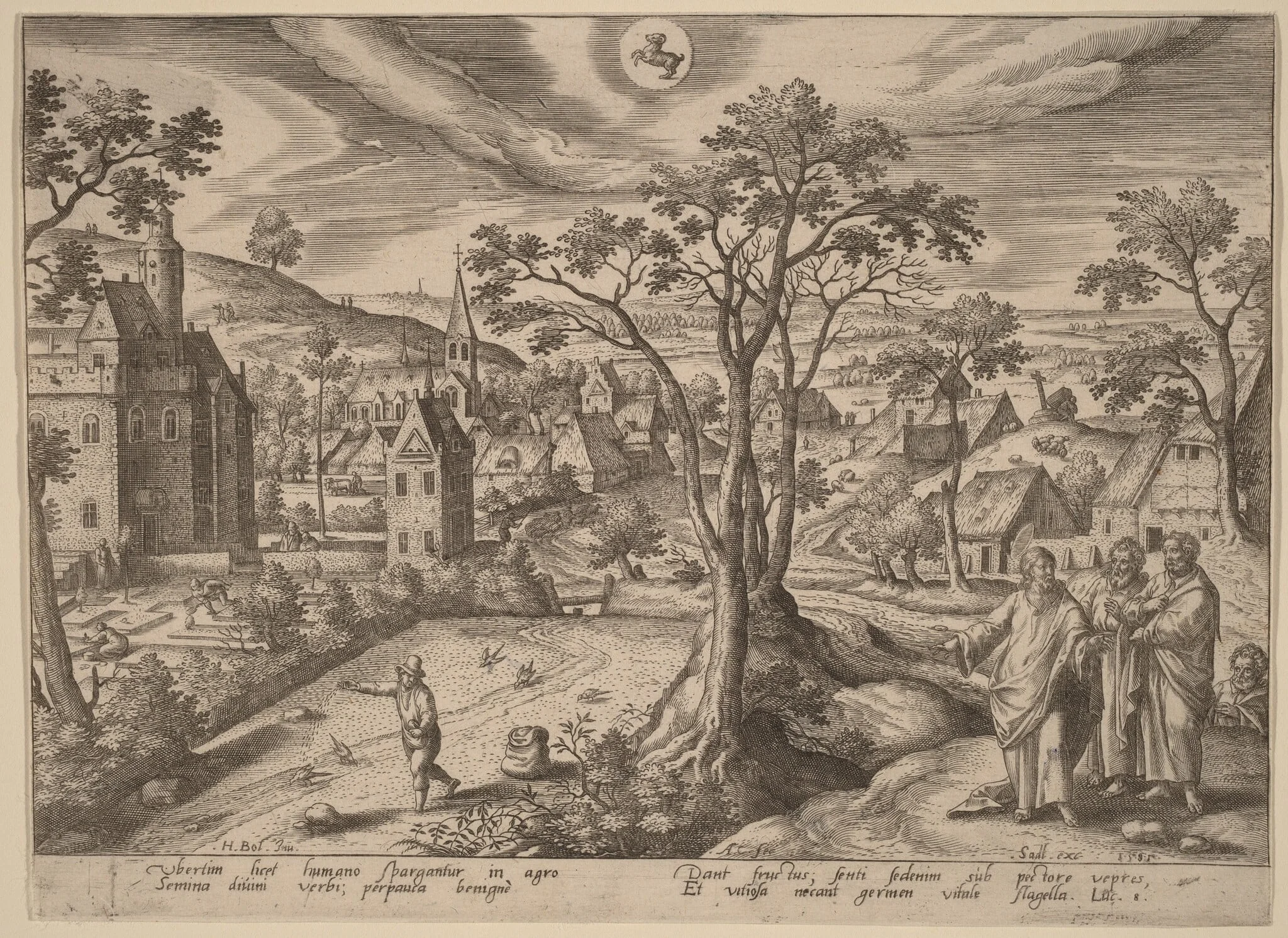 The Parable of the Sower, by Adriaen Collaert, ink, 1585