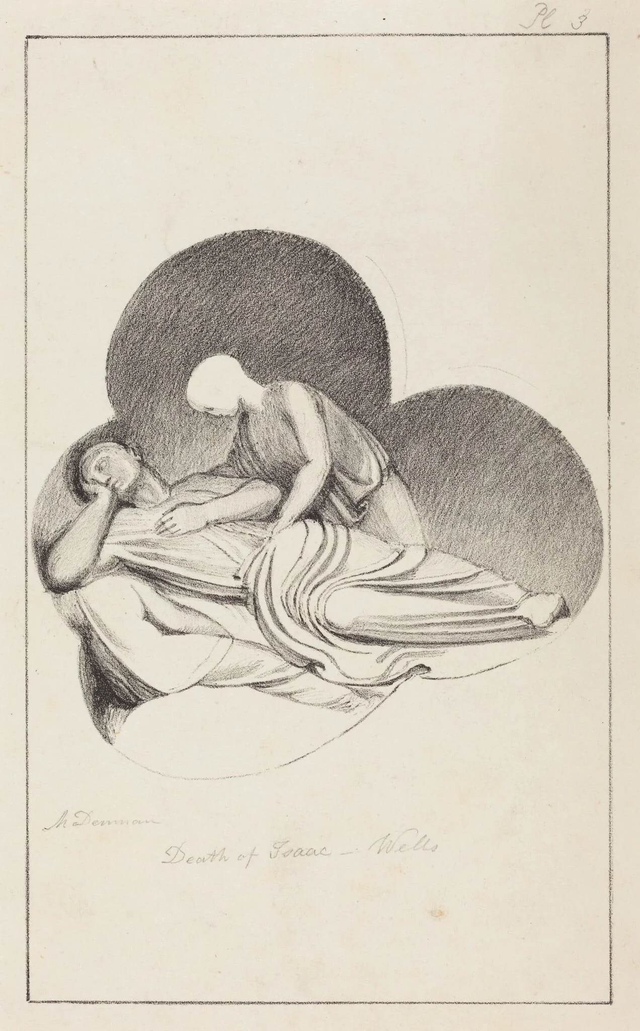 Death of Isaac, from Wells Cathedral, by Maria Denman, ink, 1829
