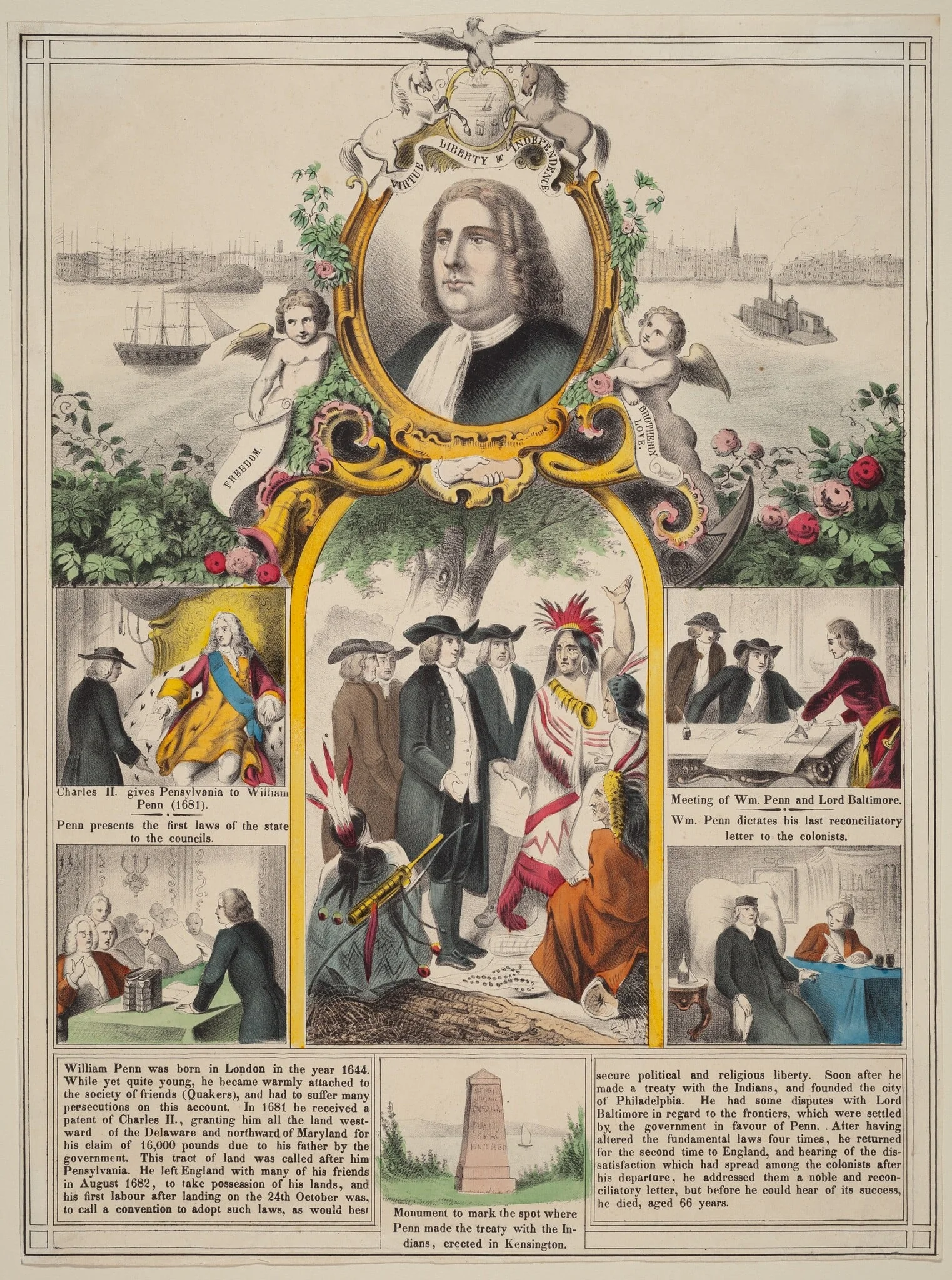 William Penn's History, by American 19th Century, ink, 1850