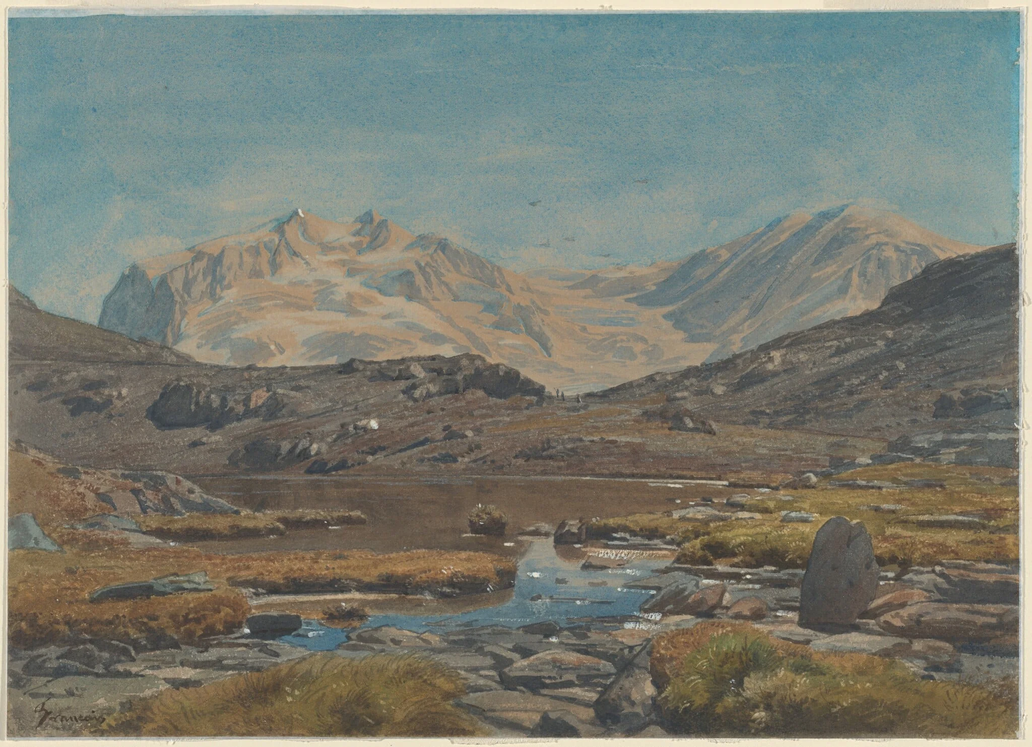 Mountain Landscape, by François-Louis Français, gouache, 1865