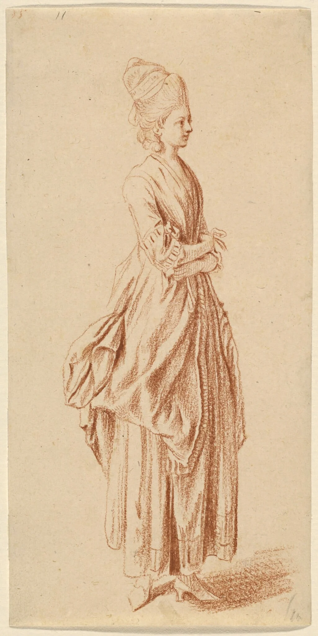 A Standing Lady in a Day Dress, by Daniel Nikolaus Chodowiecki, chalk, 1778