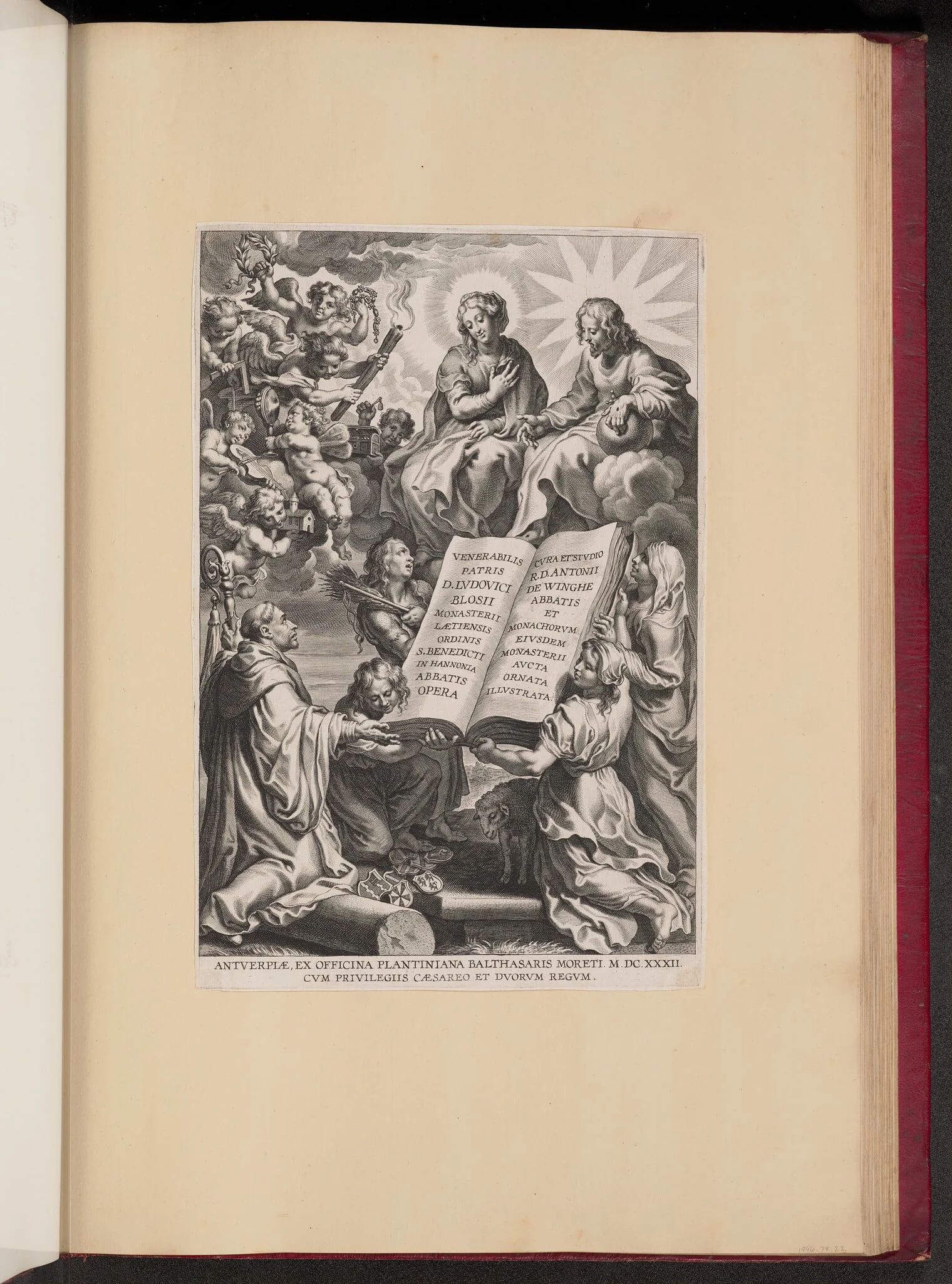 Title Page for Ludovicus Blosius, Opera, by Cornelis Galle I, ink, 1632