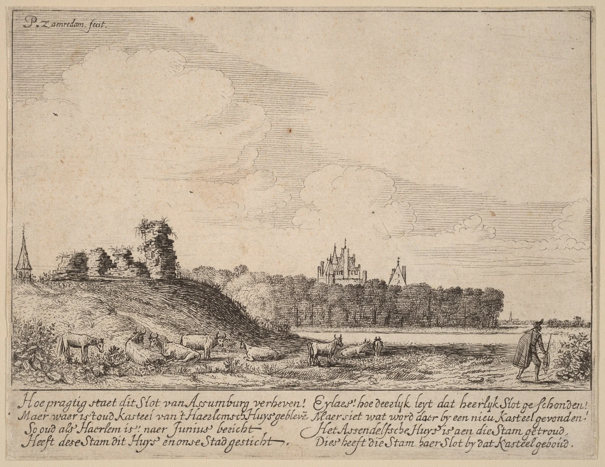 Ruins of Assemburg Castle, by Pieter Jansz Saenredam, ink, 1628