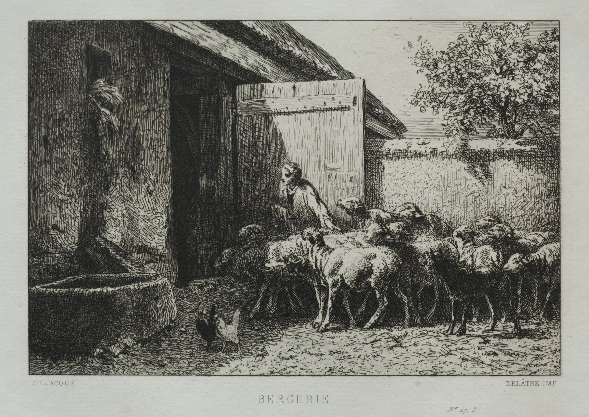Sheepfold, by Charles Jacque, 1865