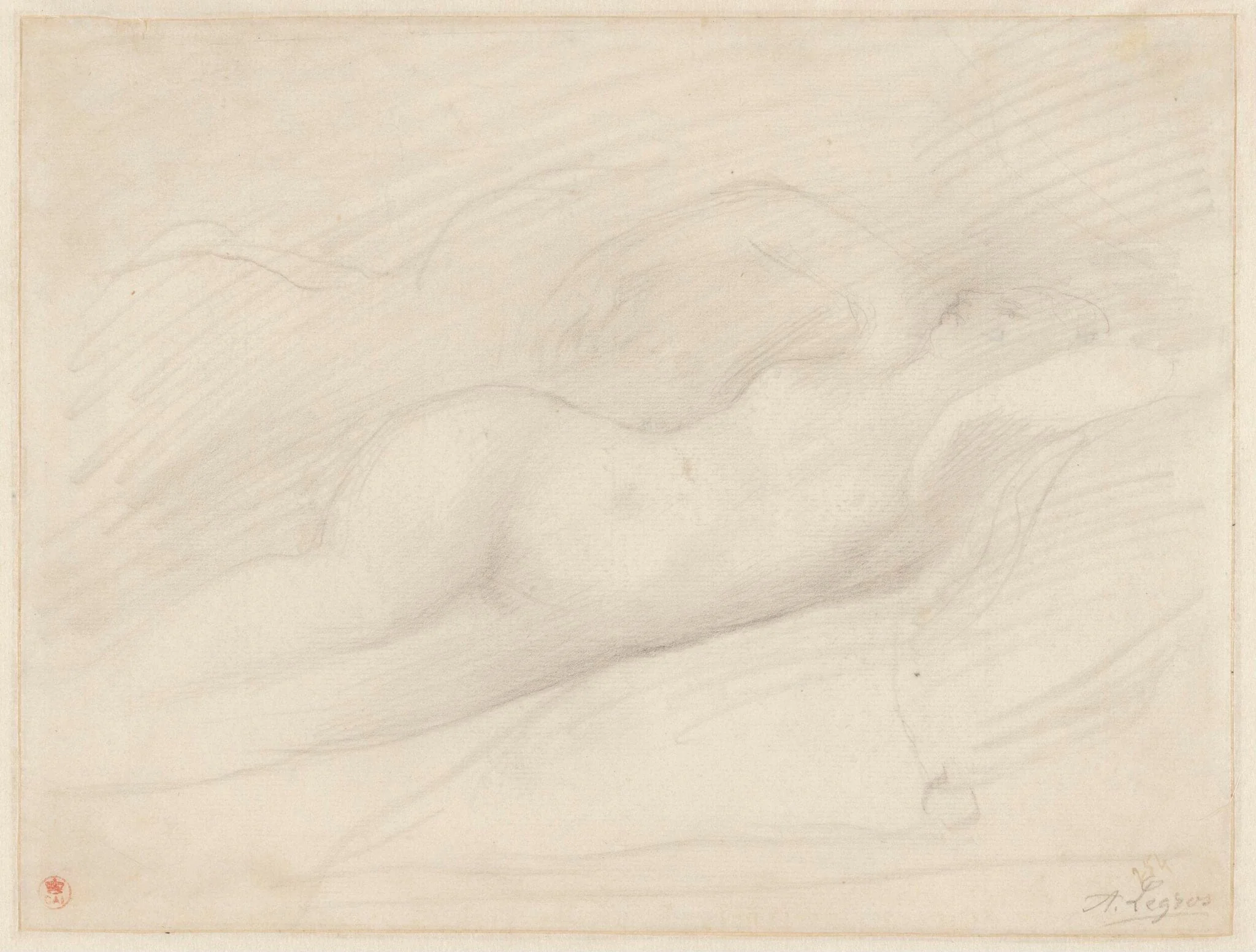 Study of a 'Sleeping Odalisque' after Ingres, by Alphonse Legros, 1850