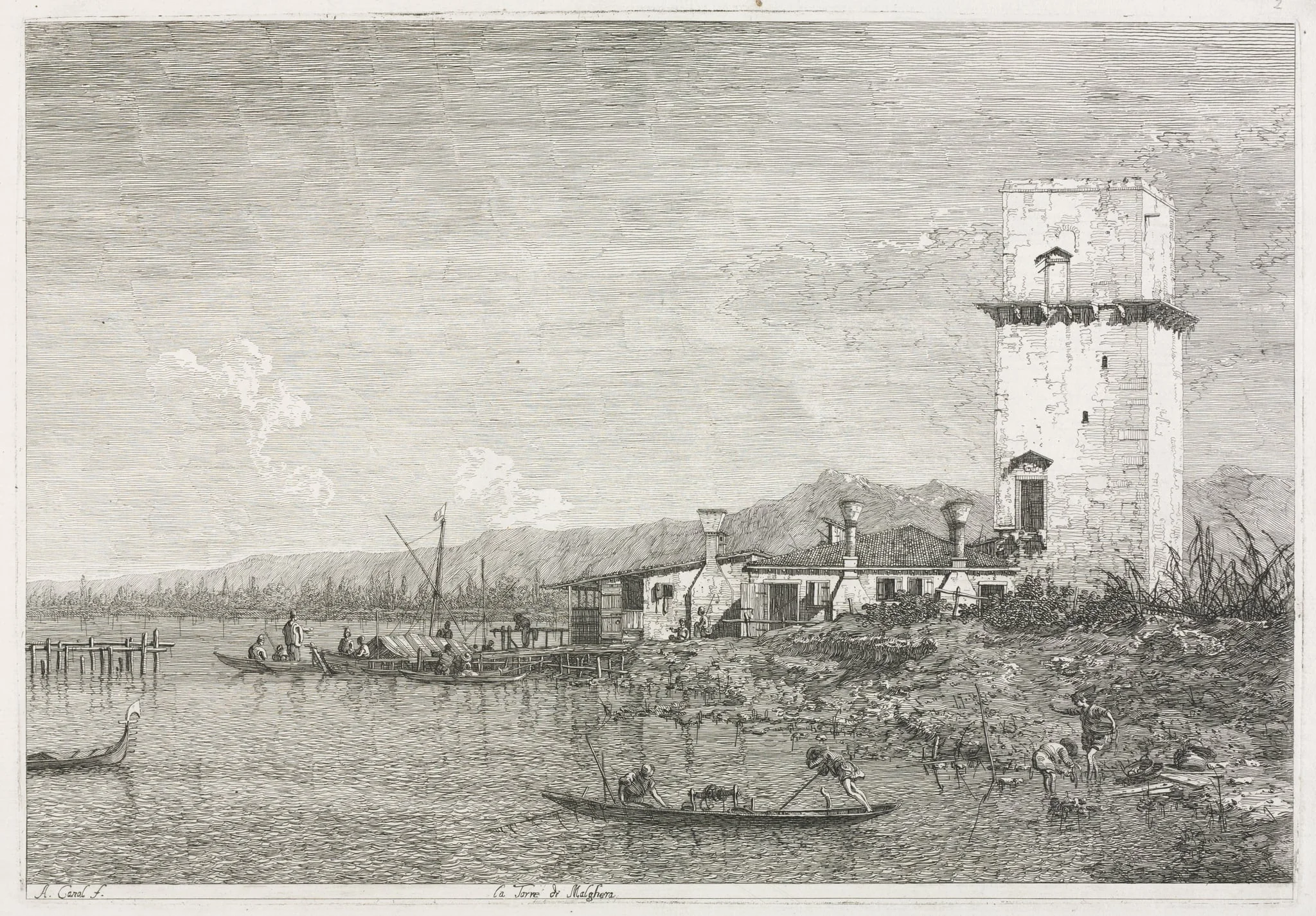 Views: The Tower of Malghera, by Canaletto, 1740