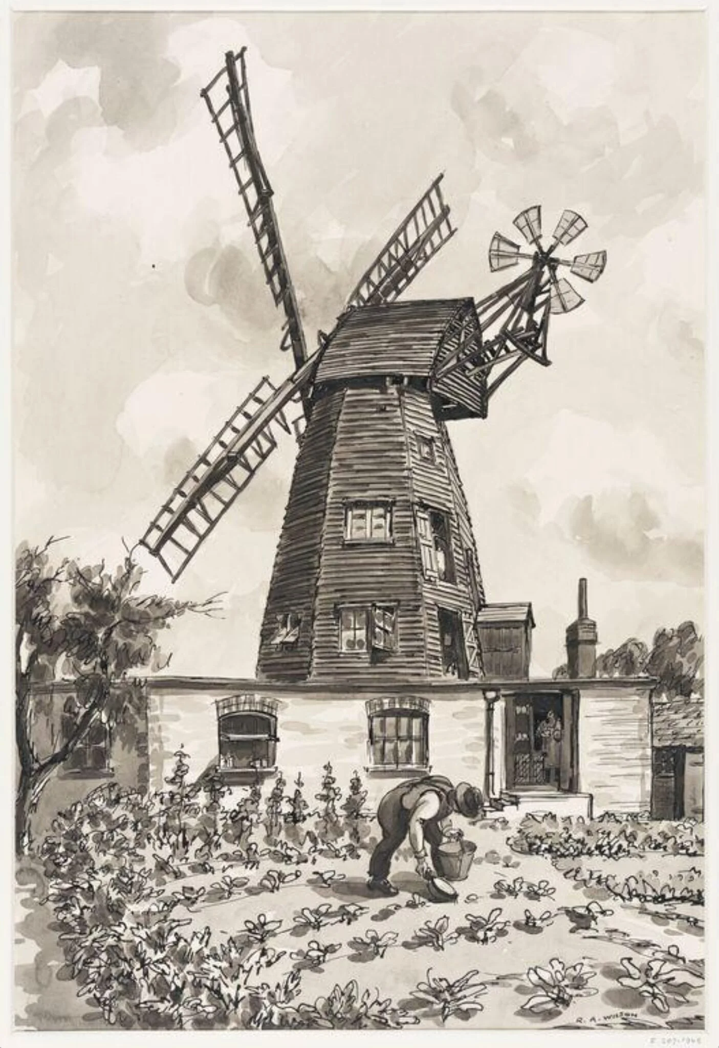 Peter Mack's Mill, Newington, Kent, by Robert Arthur Wilson, 1933