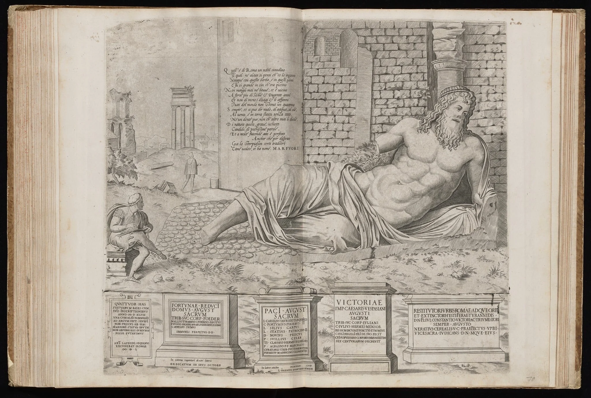The Statue of Marforio, by Italian 16th Century, ink, 1550