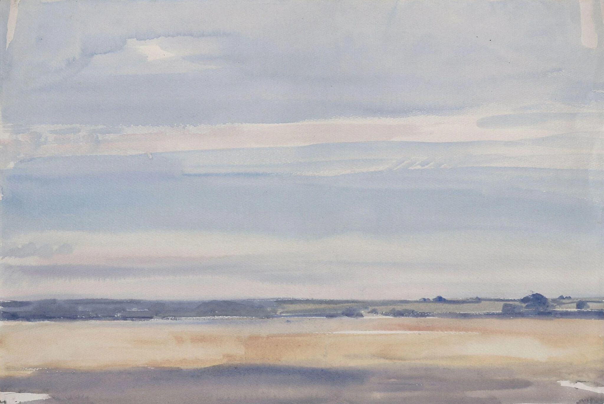 Suffolk Landscape, by Harry Becker, watercolor, 1885