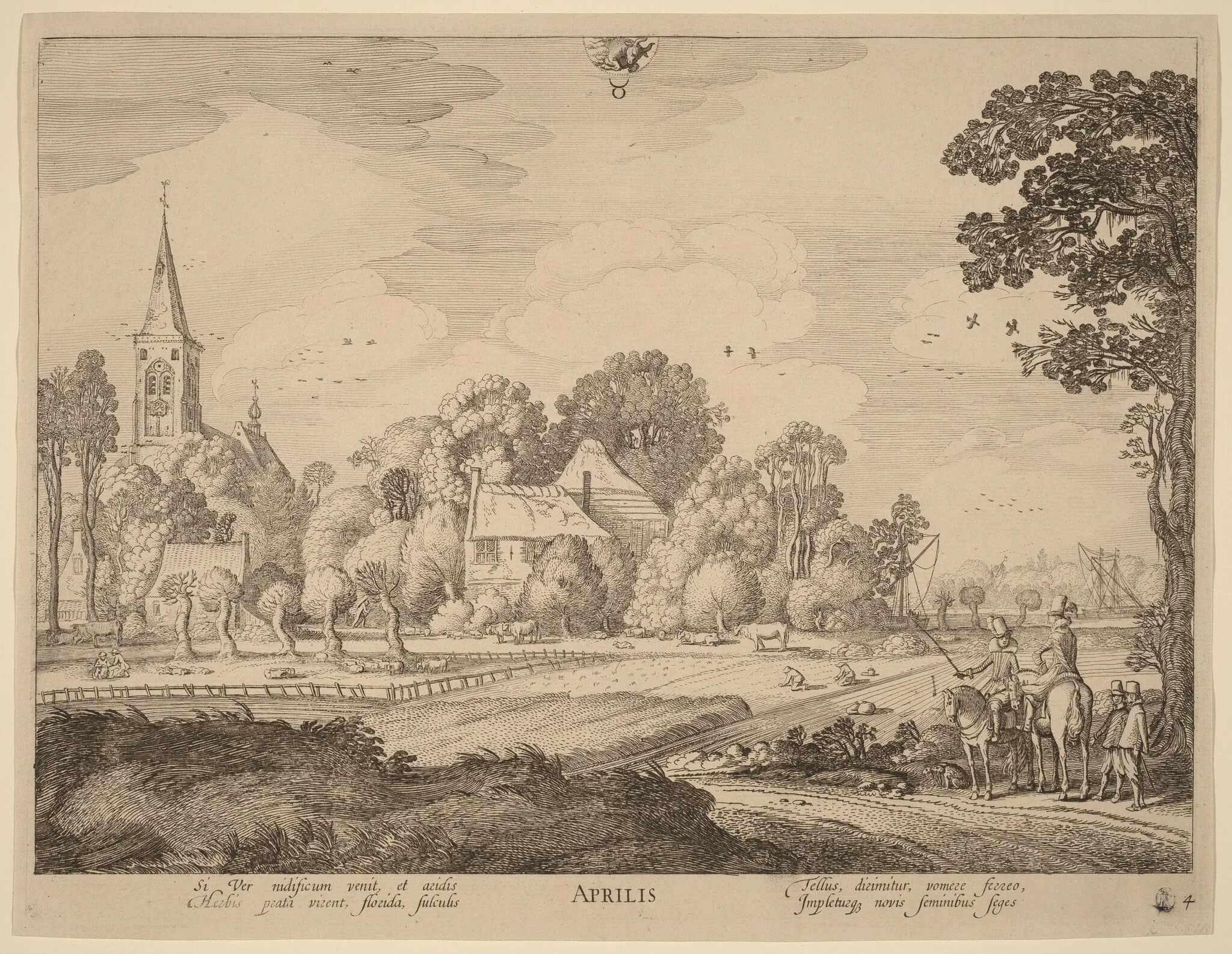April, by Jan van de Velde, ink, 1617