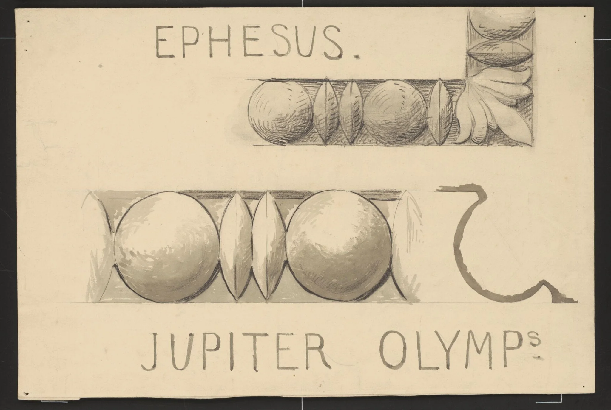 Drawing of moulding on the Temple of Jupiter Olympius at Ephesus, by Francis Cranmer Penrose, 1850