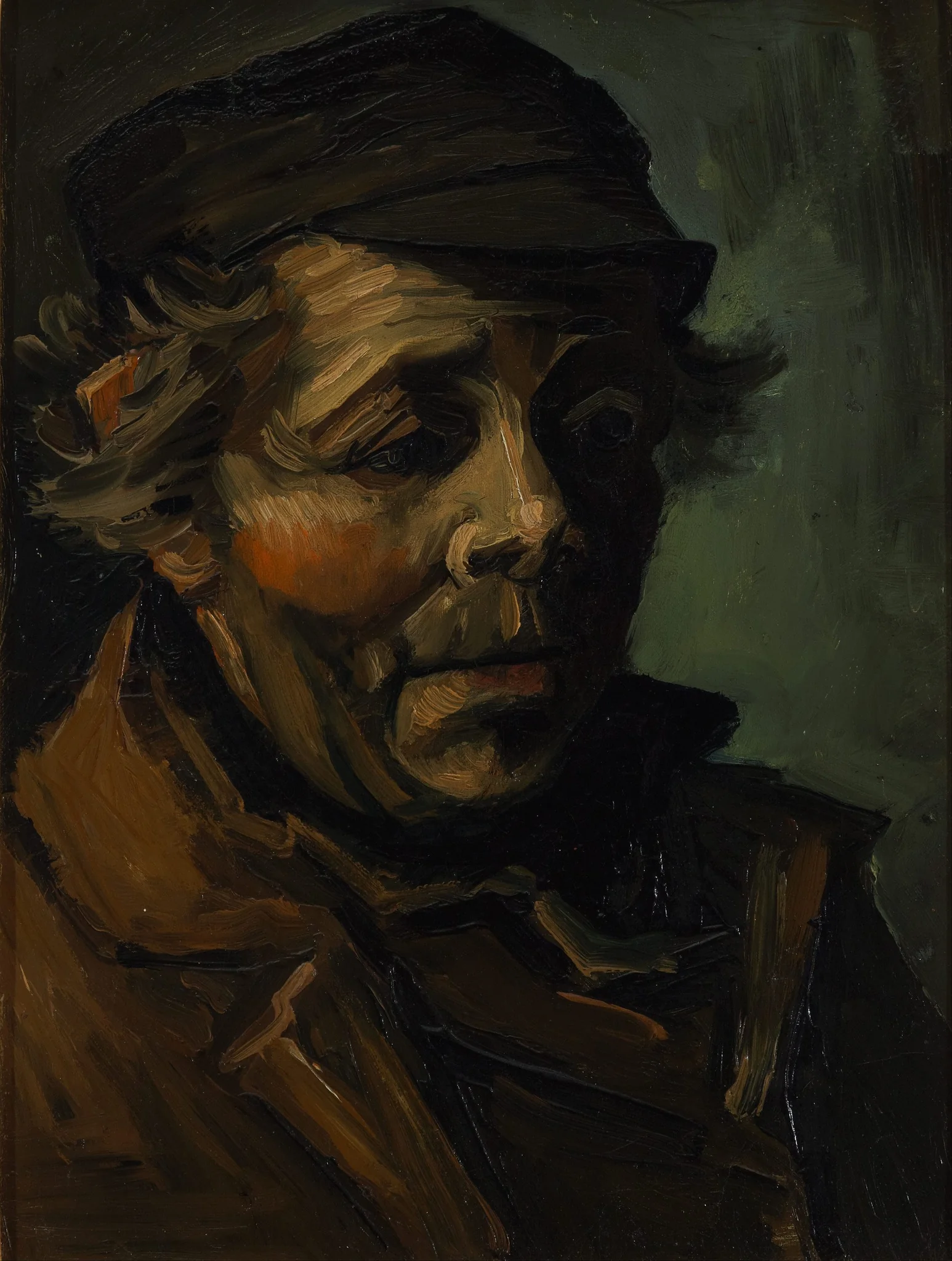 Head of a peasant, by Vincent van Gogh, oil, 1892