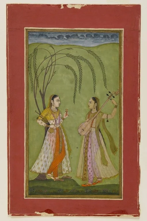 Two Ladies in a Landscape, by Unknown, unspecified, 1723
