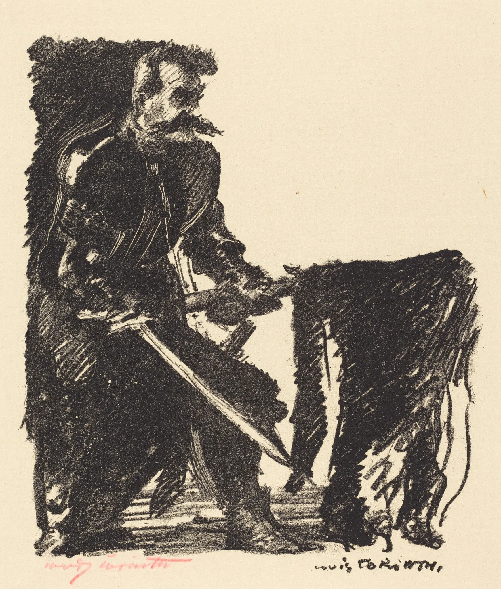 Bannerträger (Standard Bearer), by Lovis Corinth, ink, 1915