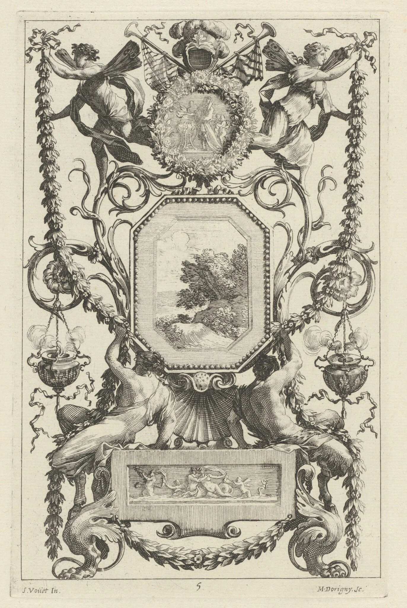 Ornamental Panel Surmounted by a Medallion with a Sacrifice