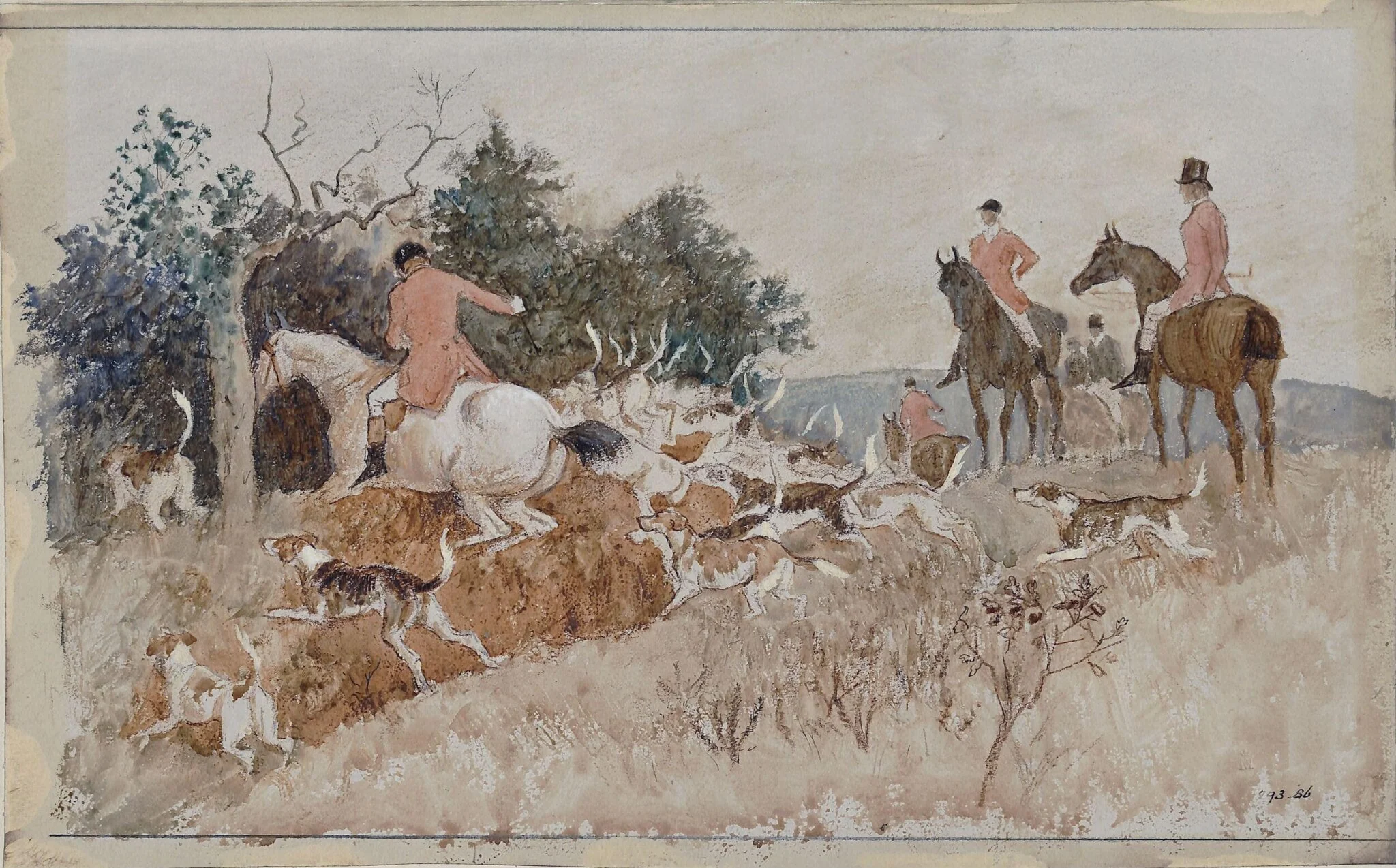 Going to Cover, by Randolph Caldecott, watercolor, 1876