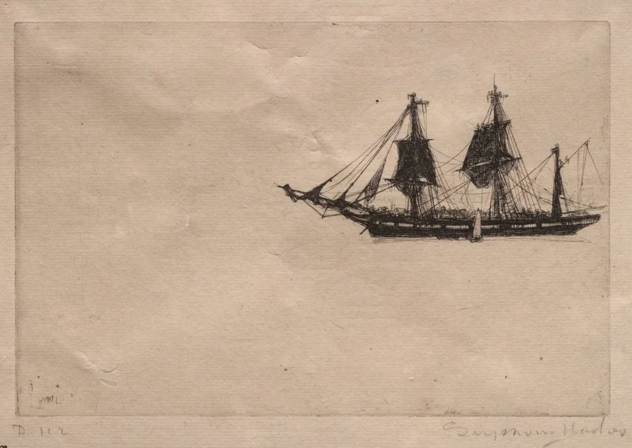 Bark Refitting, by Francis Seymour Haden, 1865