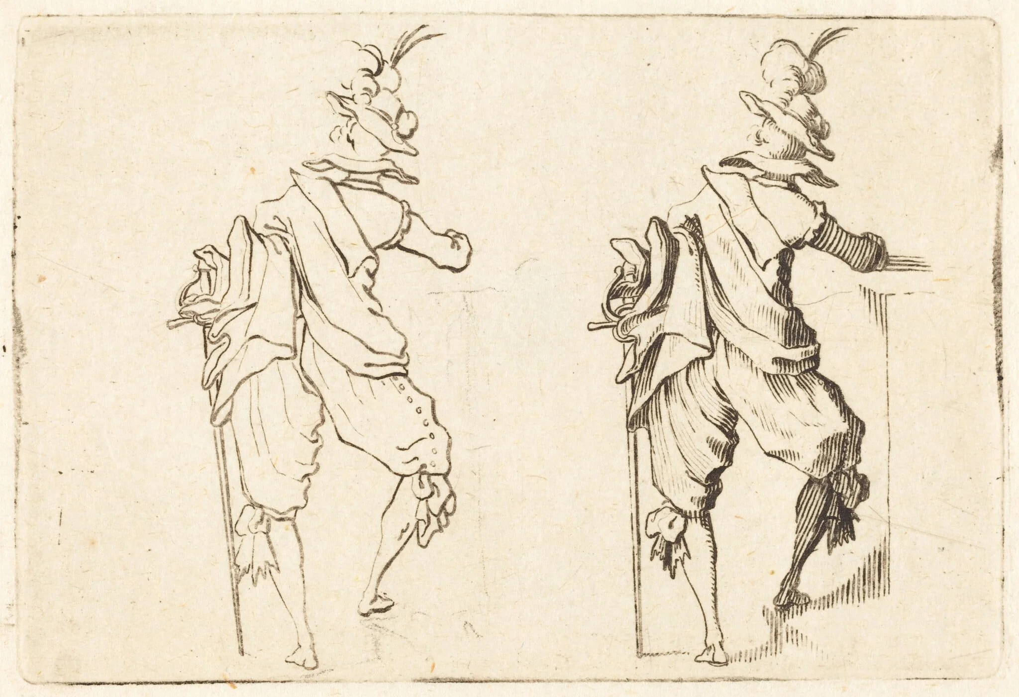 Man with Sword, by Jacques Callot, ink, 1622
