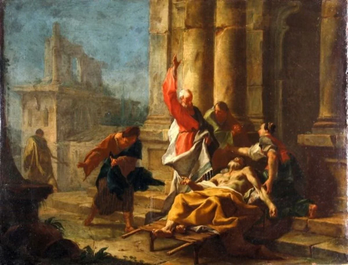 Sântul Petru tămăduind un bolnav; pandant: Socrate în închisoare, by Paul Troger, unspecified