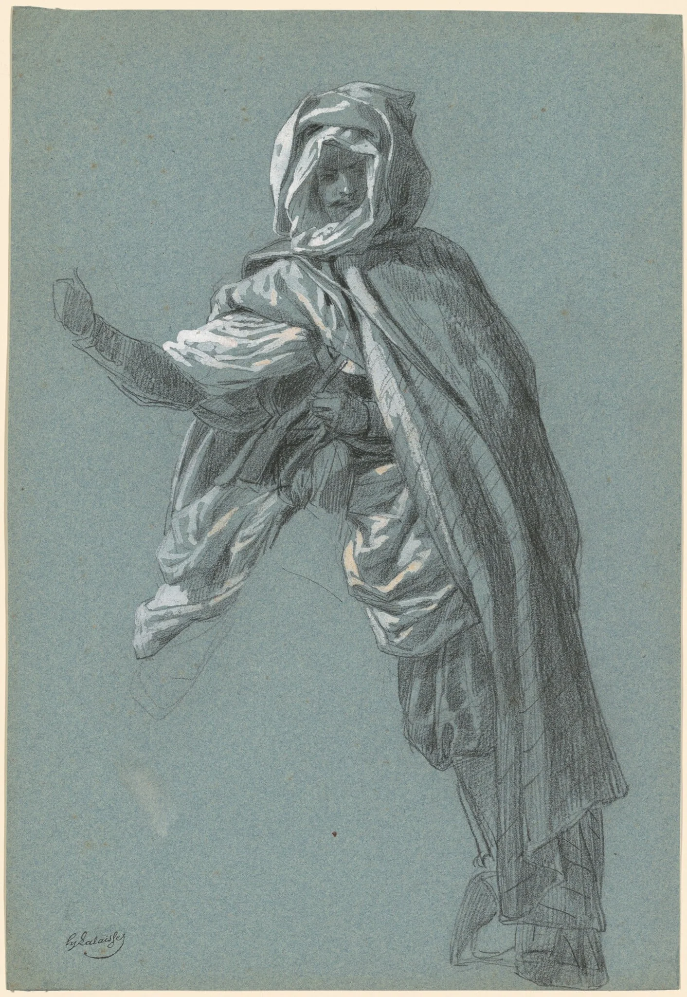 An Arab Rider on Camelback, by Hippolyte Lalaisse, chalk, 1840