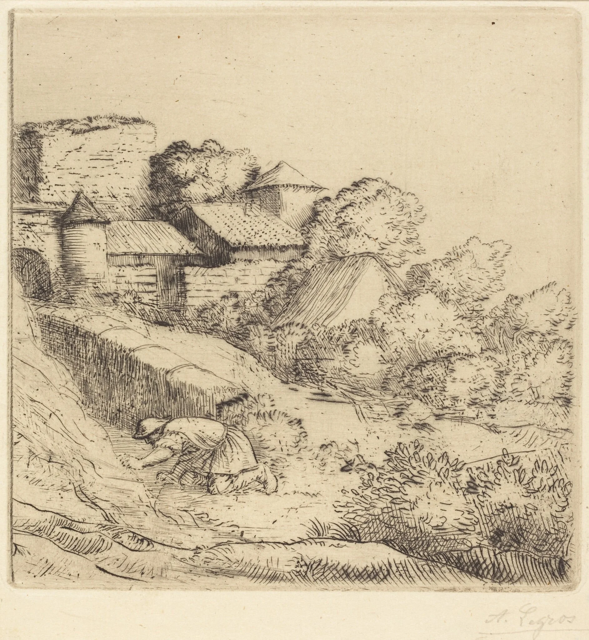 Little Burner of Grass (Le petit bruleur d'herbe), by Alphonse Legros, ink, 1874