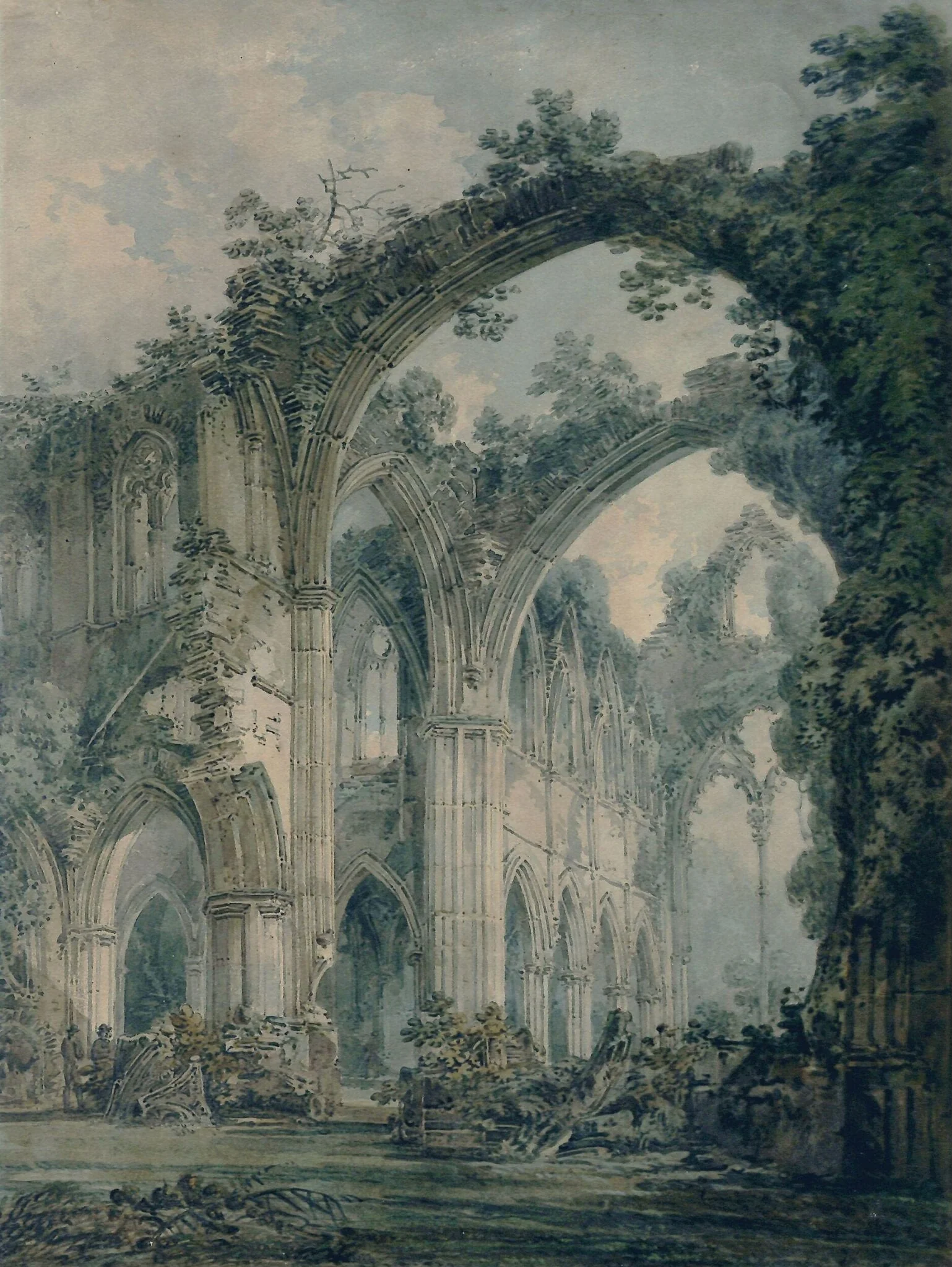 Interior of Tintern Abbey, Monmouthshire, by Joseph Mallord William Turner, watercolor, 1794