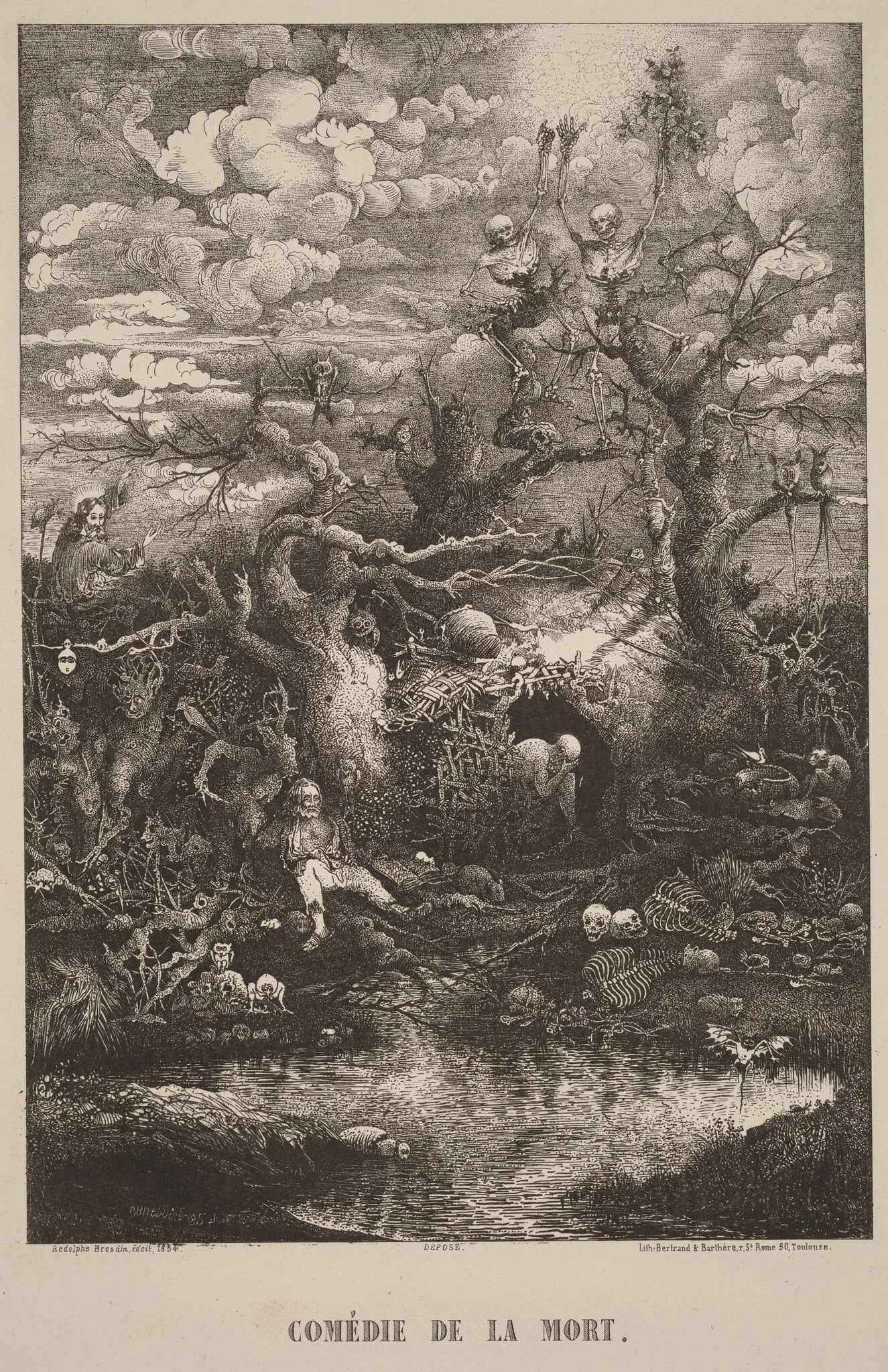 Comedie de la Mort, by Rodolphe Bresdin, ink, 1854