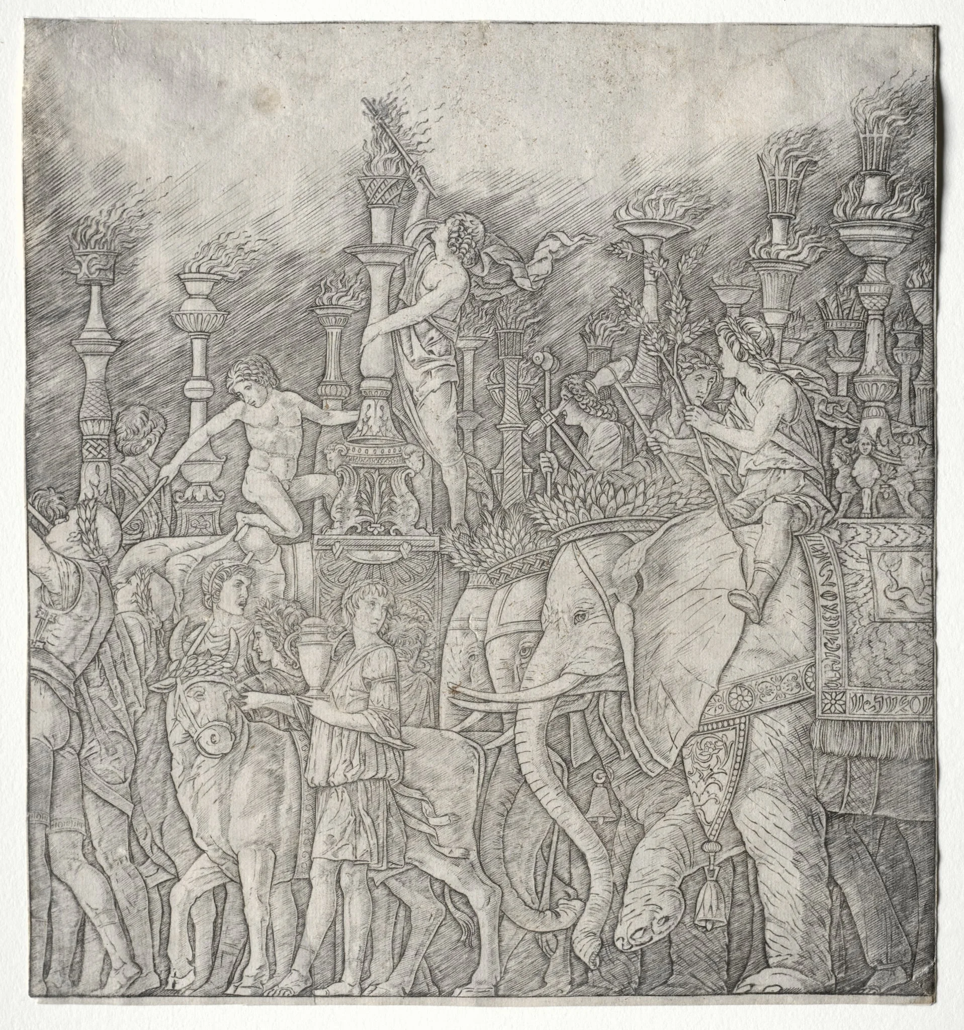 The Triumphs of Caesar:  The Elephants, by Giovanni Antonio da Brescia, 1490