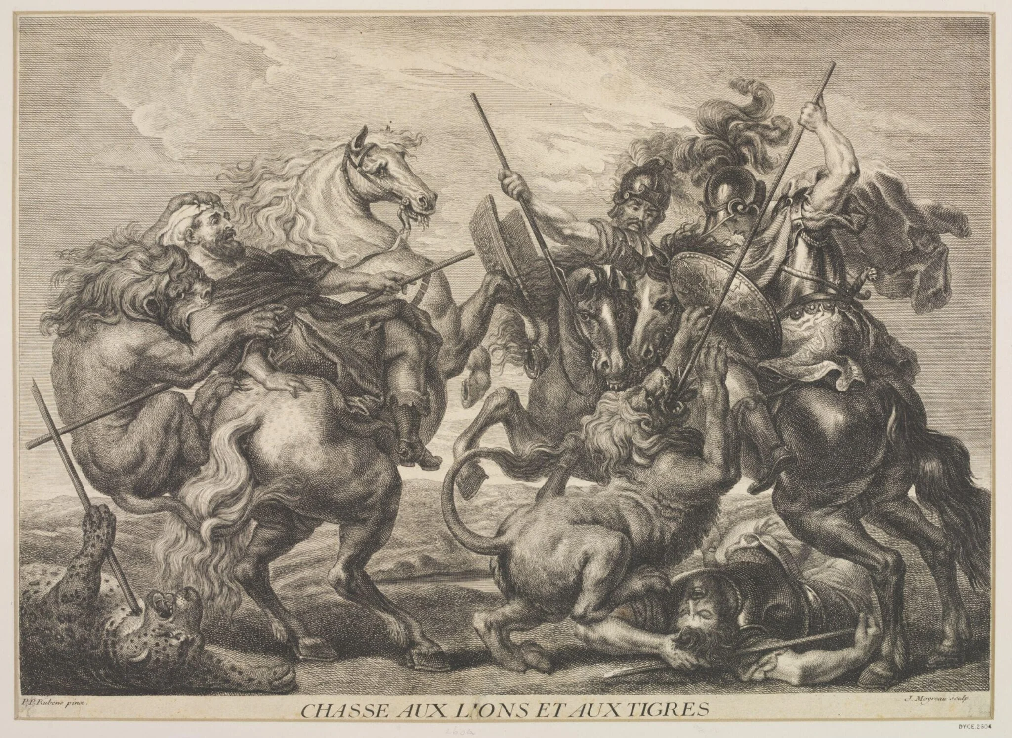 Lion and Tiger Hunting, by Jean Moyreau, 1750