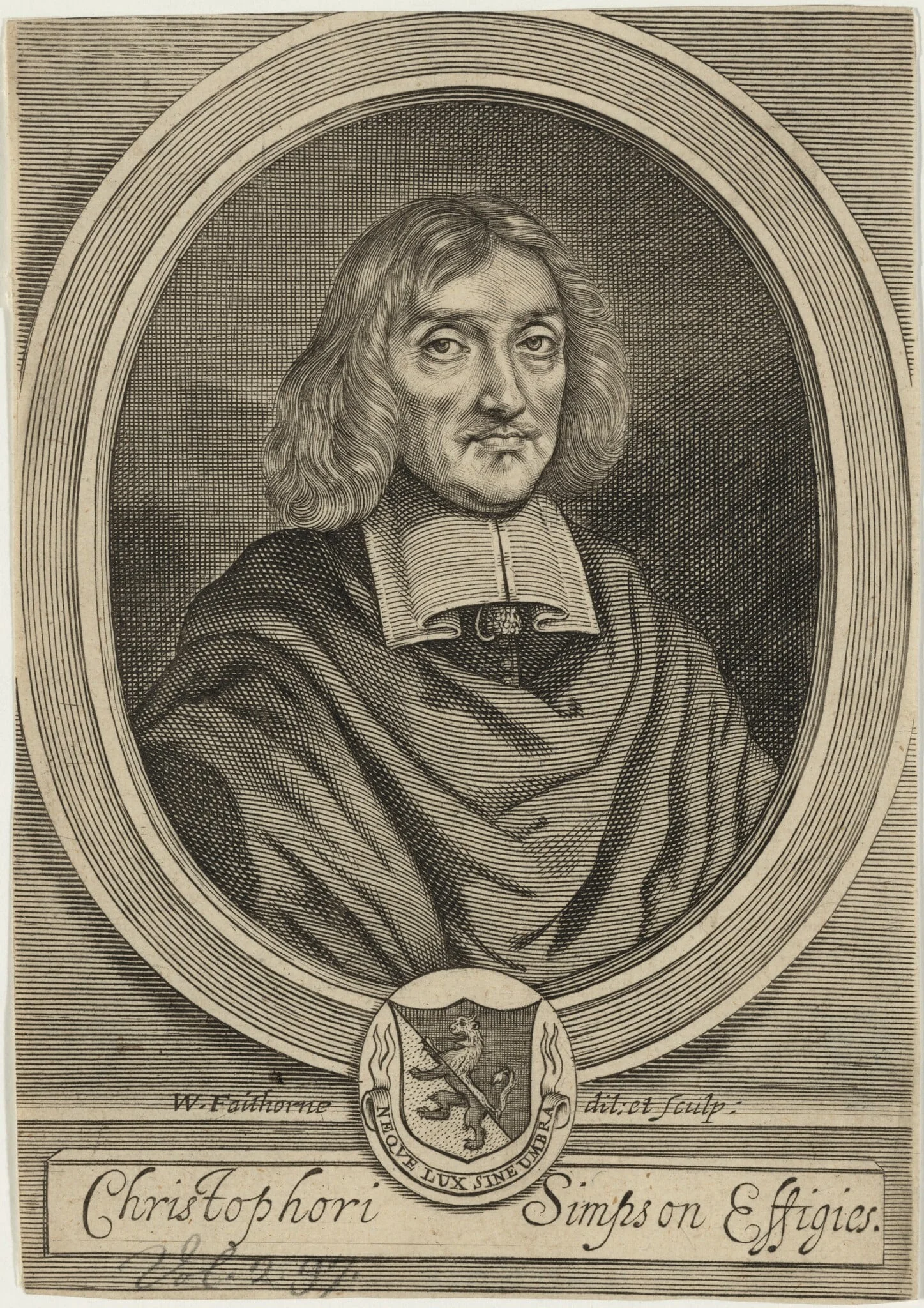 Christopher Chelys Simpson, by William Faithorne, ink, 1667