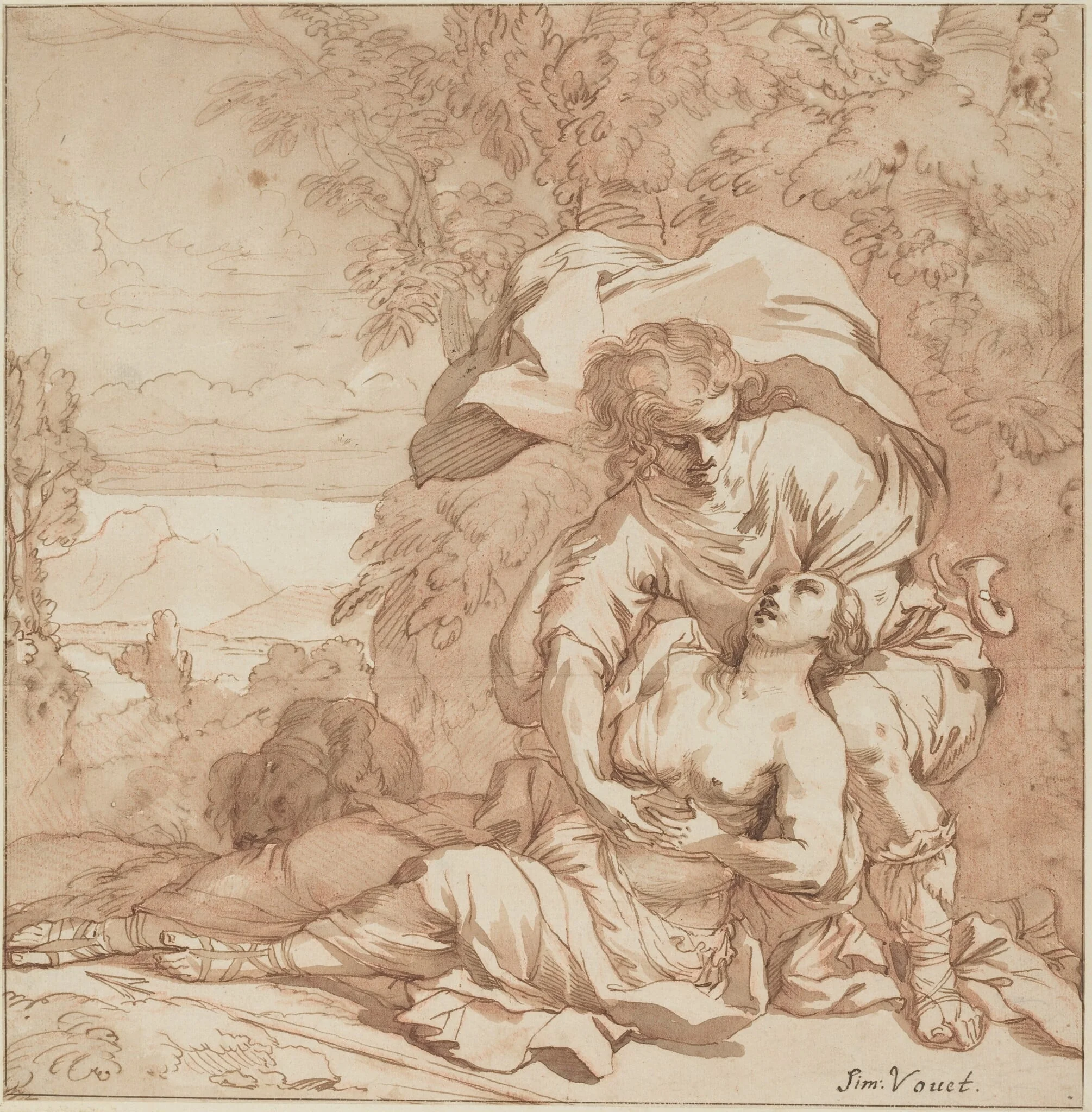Procris and Cephalus (?), by Unknown, ink, 1620