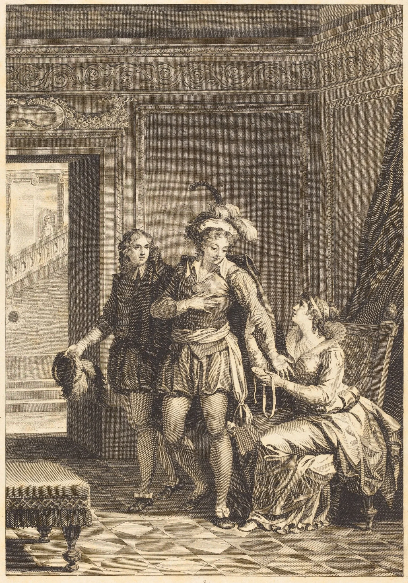 Joconde: Le depart, by French 18th Century, ink, 1750