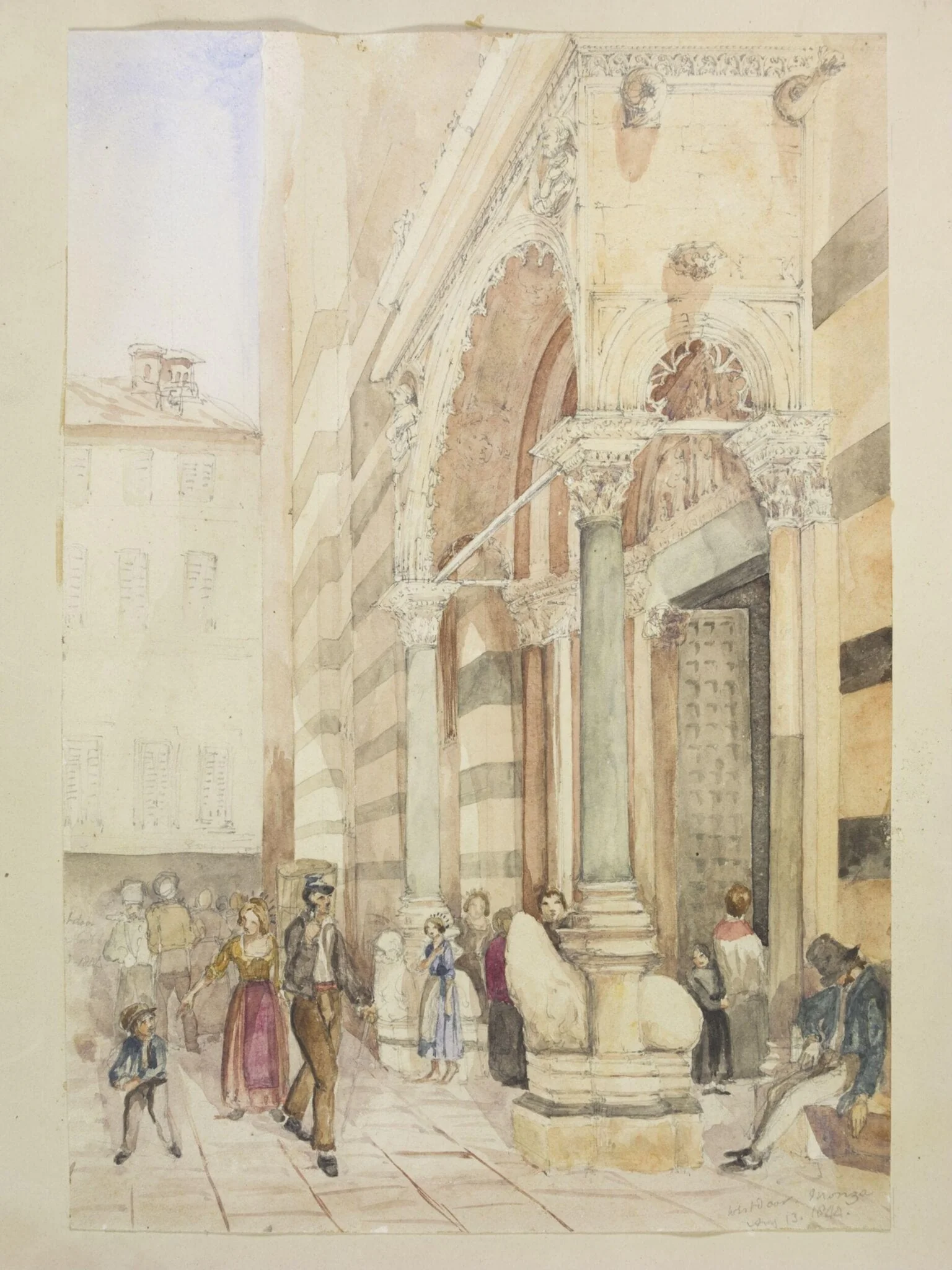 West Door, Monza Cathedral, by Pollen, watercolor, 13