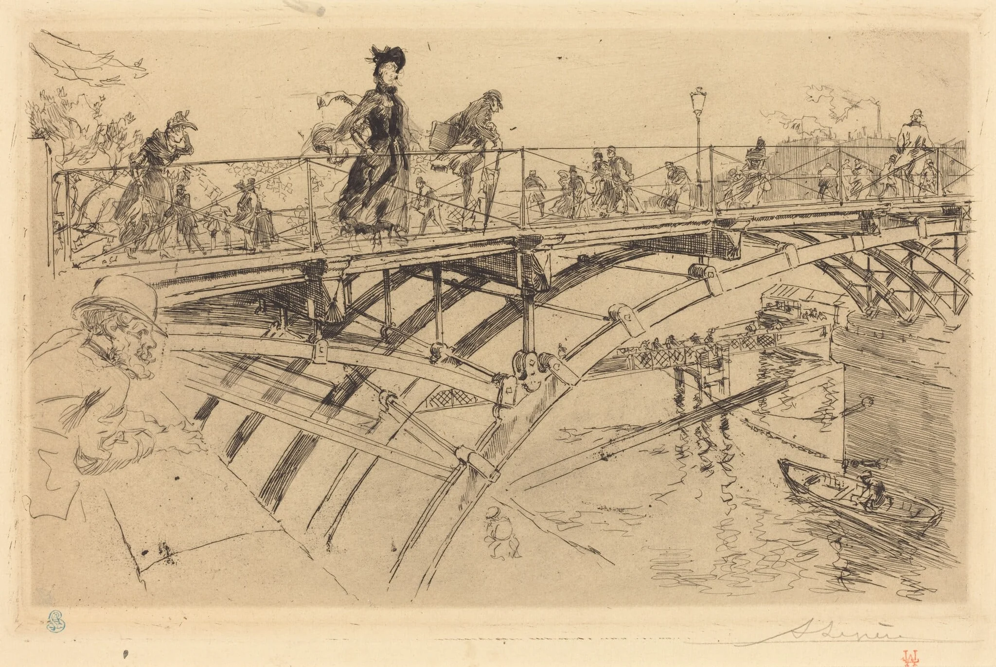 Bridge of Arts (Le pont des Arts), by Auguste Lepère, ink, 1890