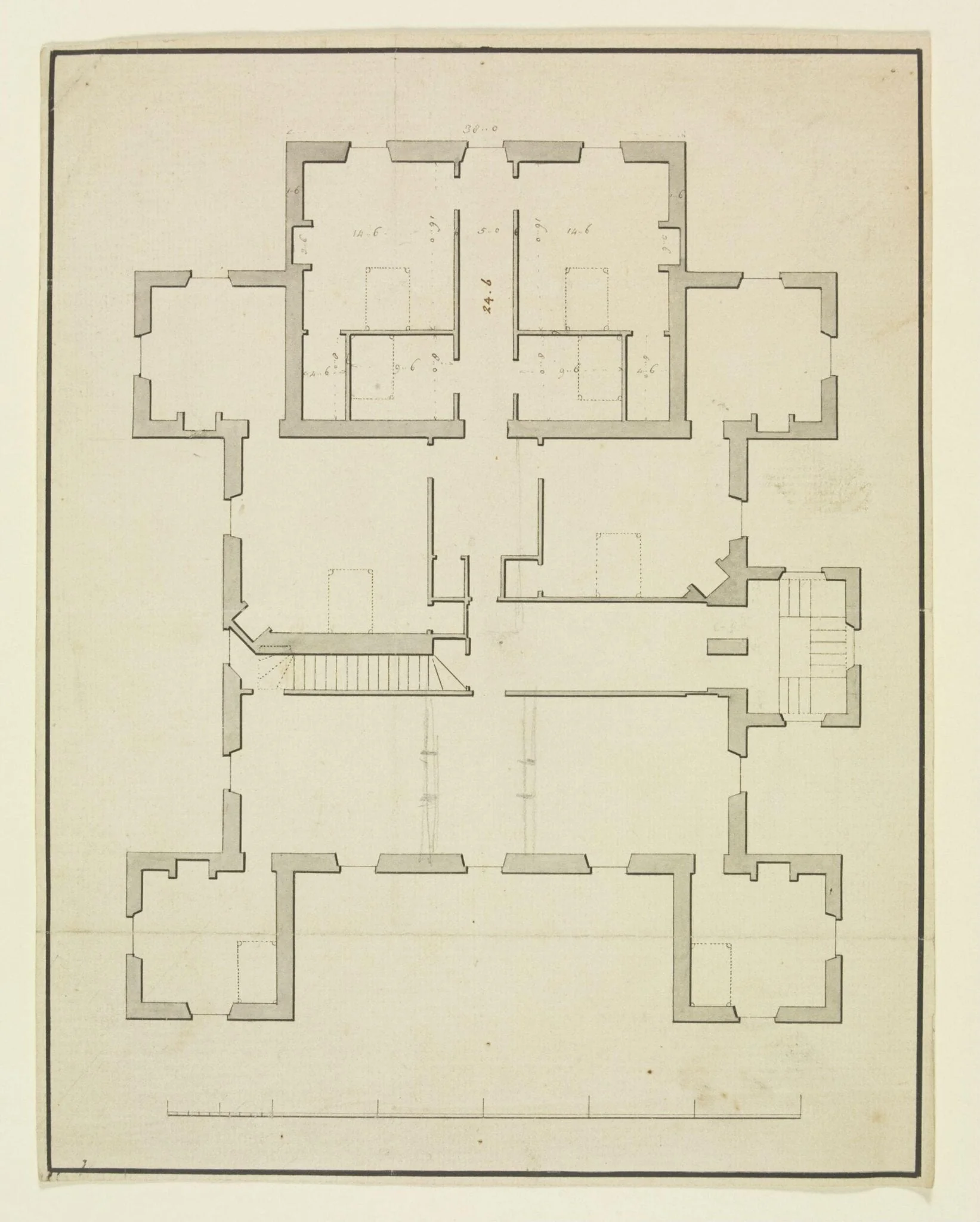 Plan of the Chamber floor, Combe Bank, by Roger Morris, 1728
