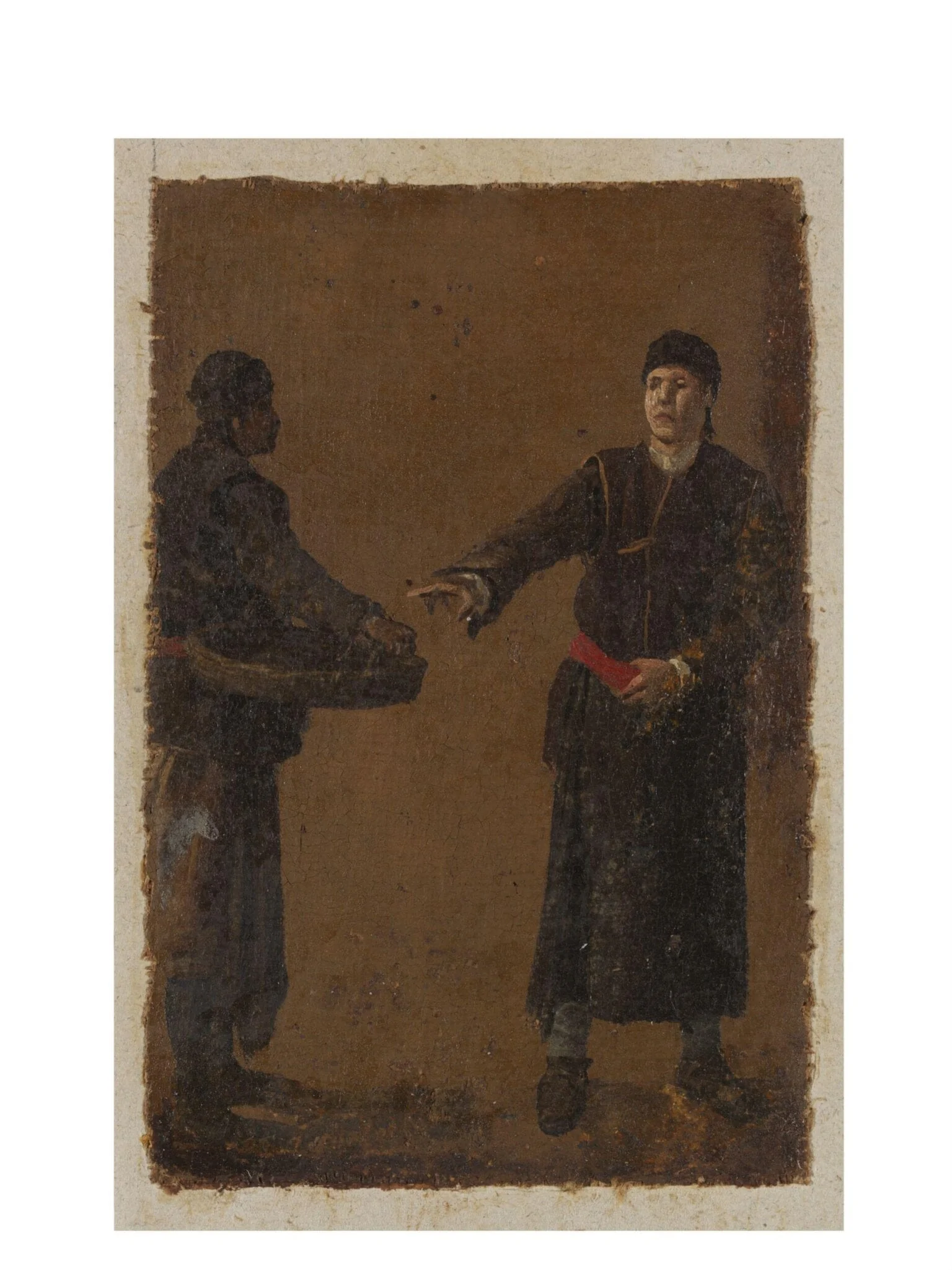 Two Studies of Men, by Luca Carlevarijs, oil, 1700