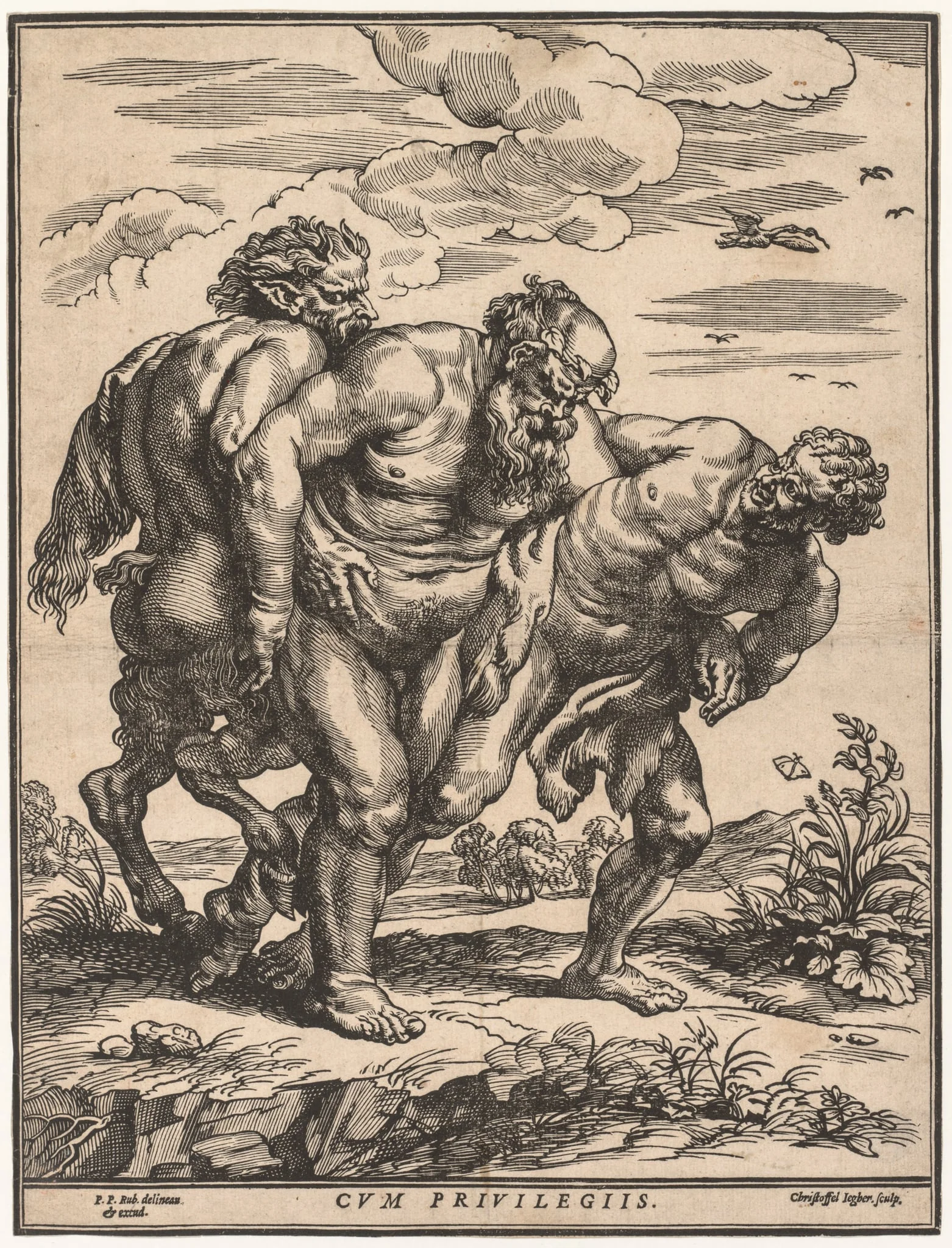 Silenus Accompanied by a Satyr and a Faun, by Christoffel Jegher, 1630