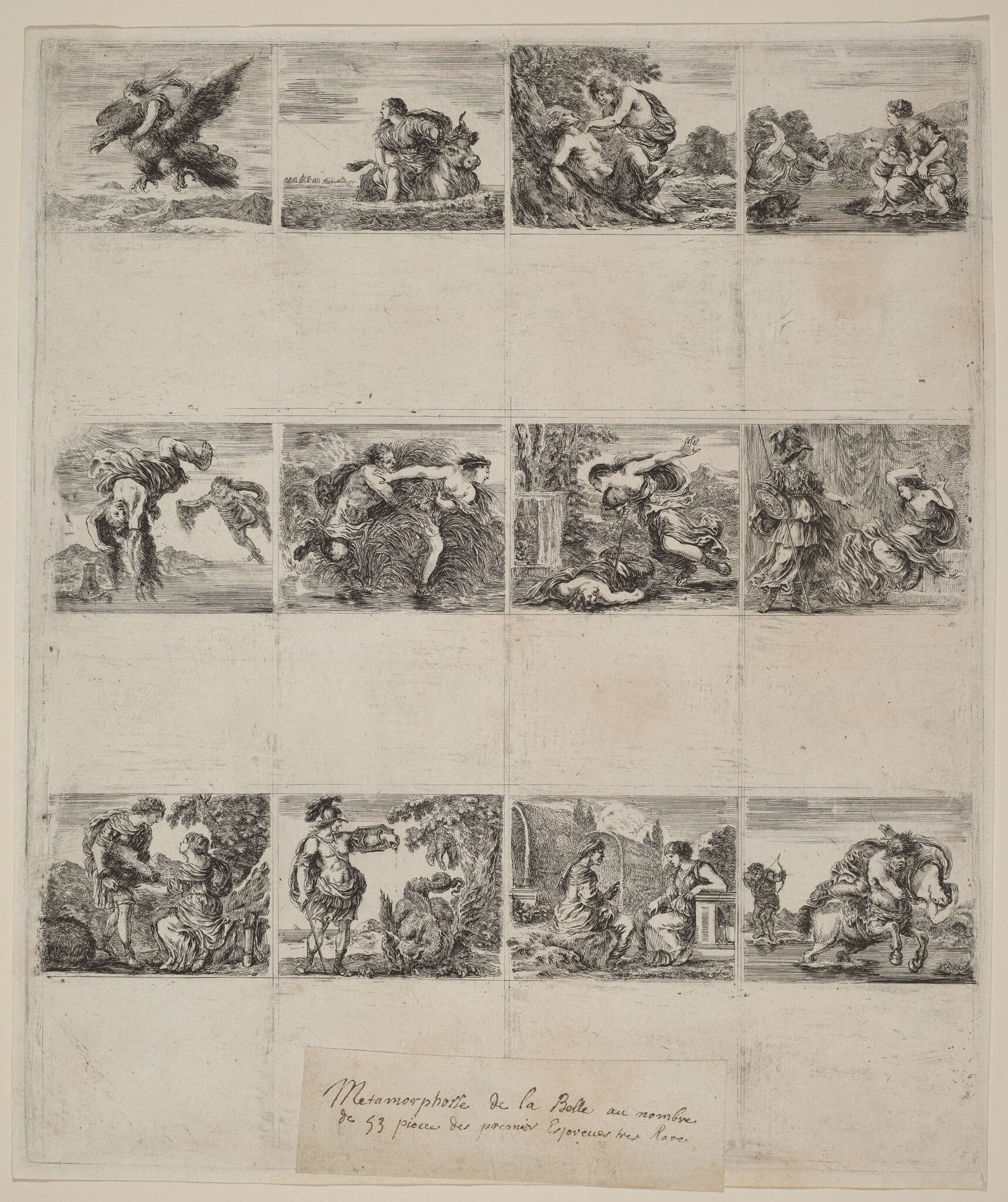 Mythological Playing Cards, by Stefano Della Bella, ink, 1644