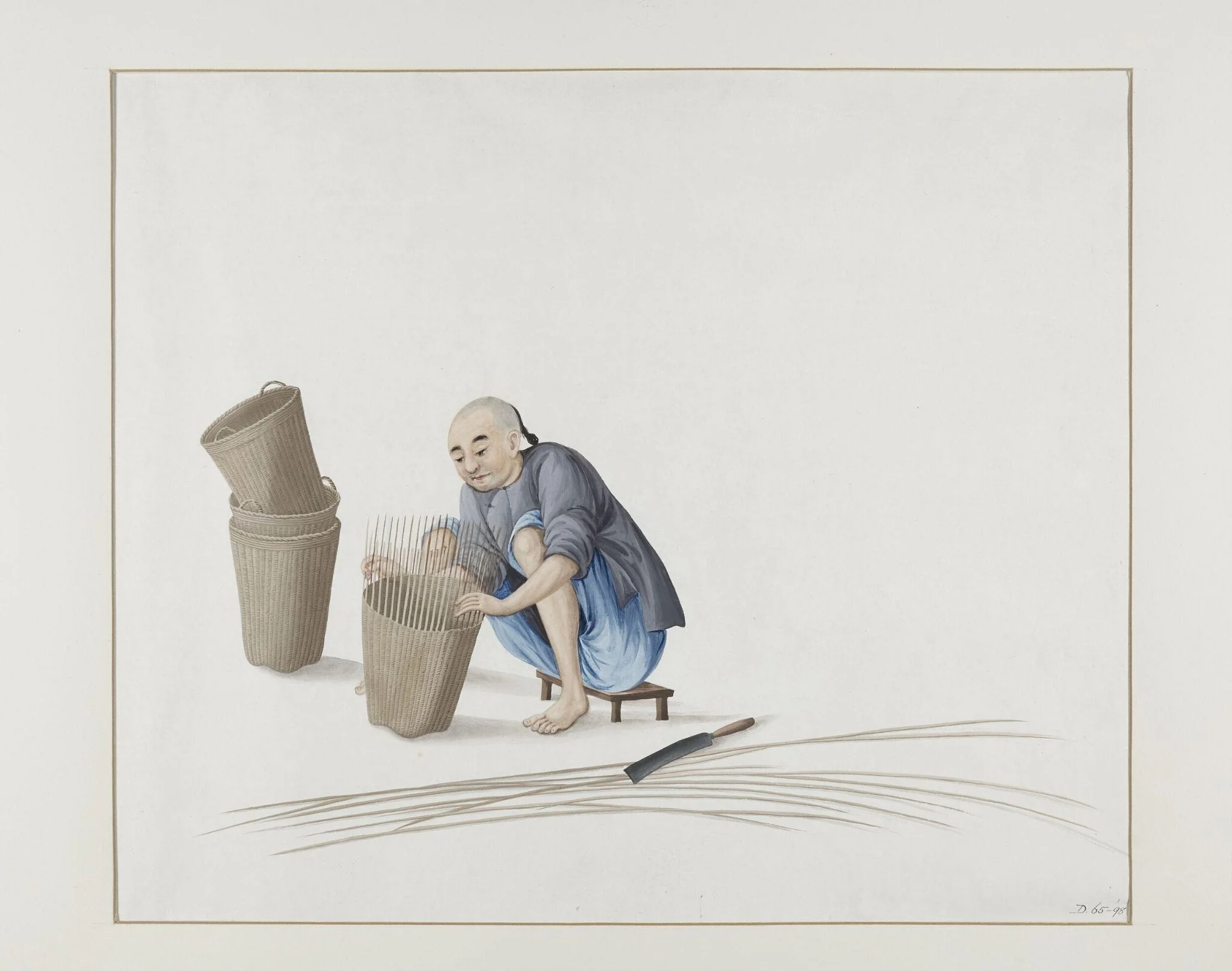 Weaving Deep Baskets, by Puqua, paint, 1790