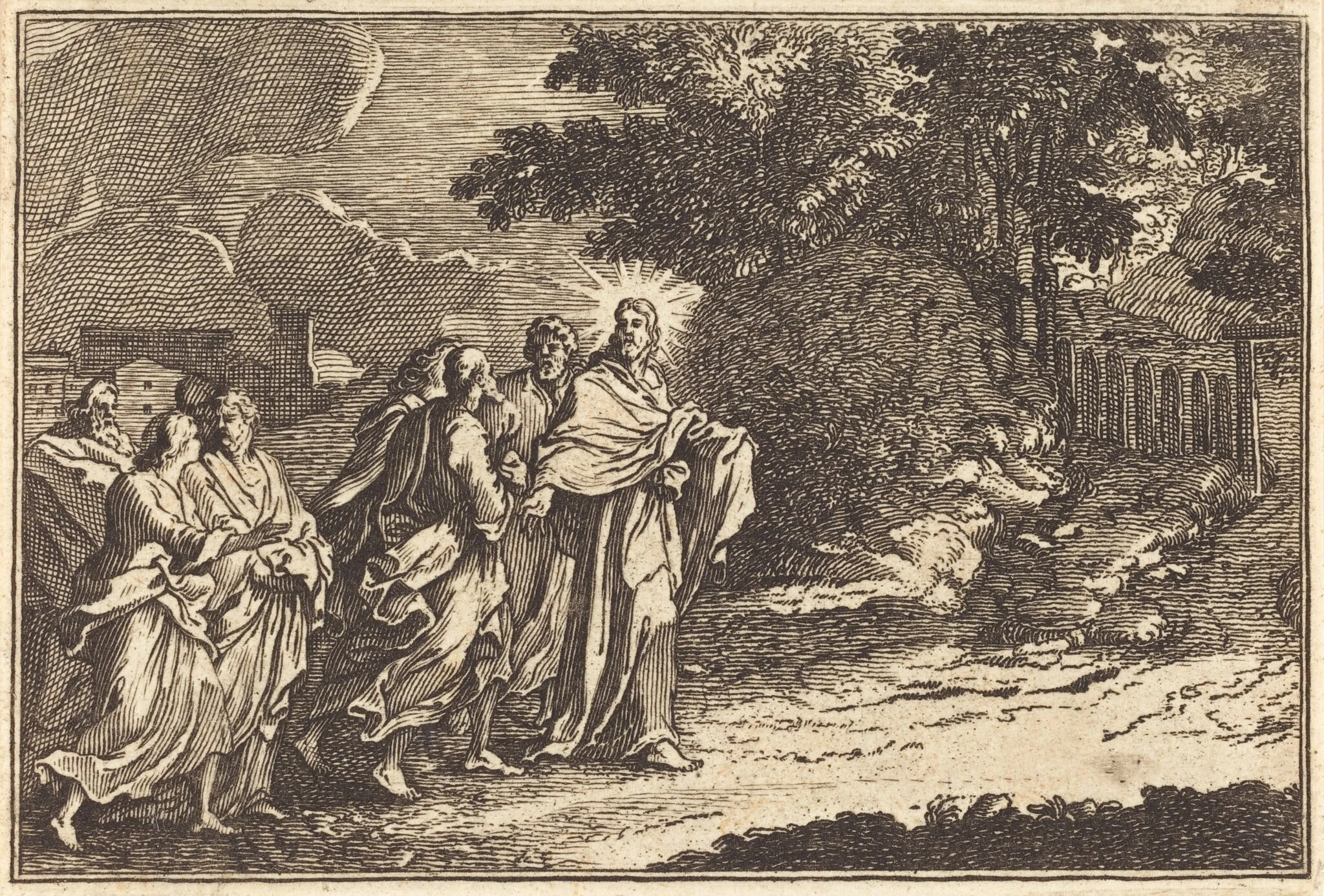 Christ Arrives on the Mount of Olives, by French 17th Century, ink, 1650