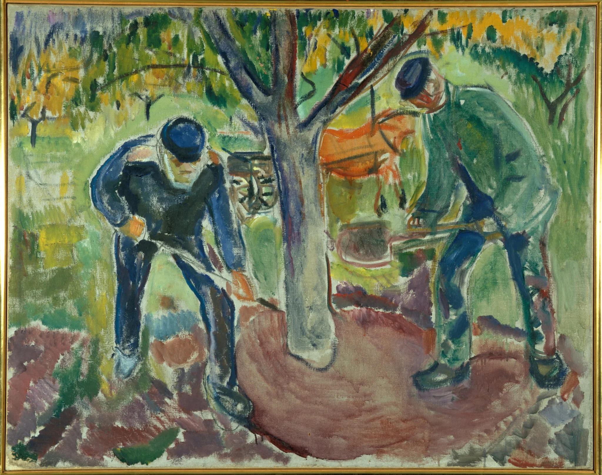 Workers in the Garden, by Edvard Munch, oil, 1915