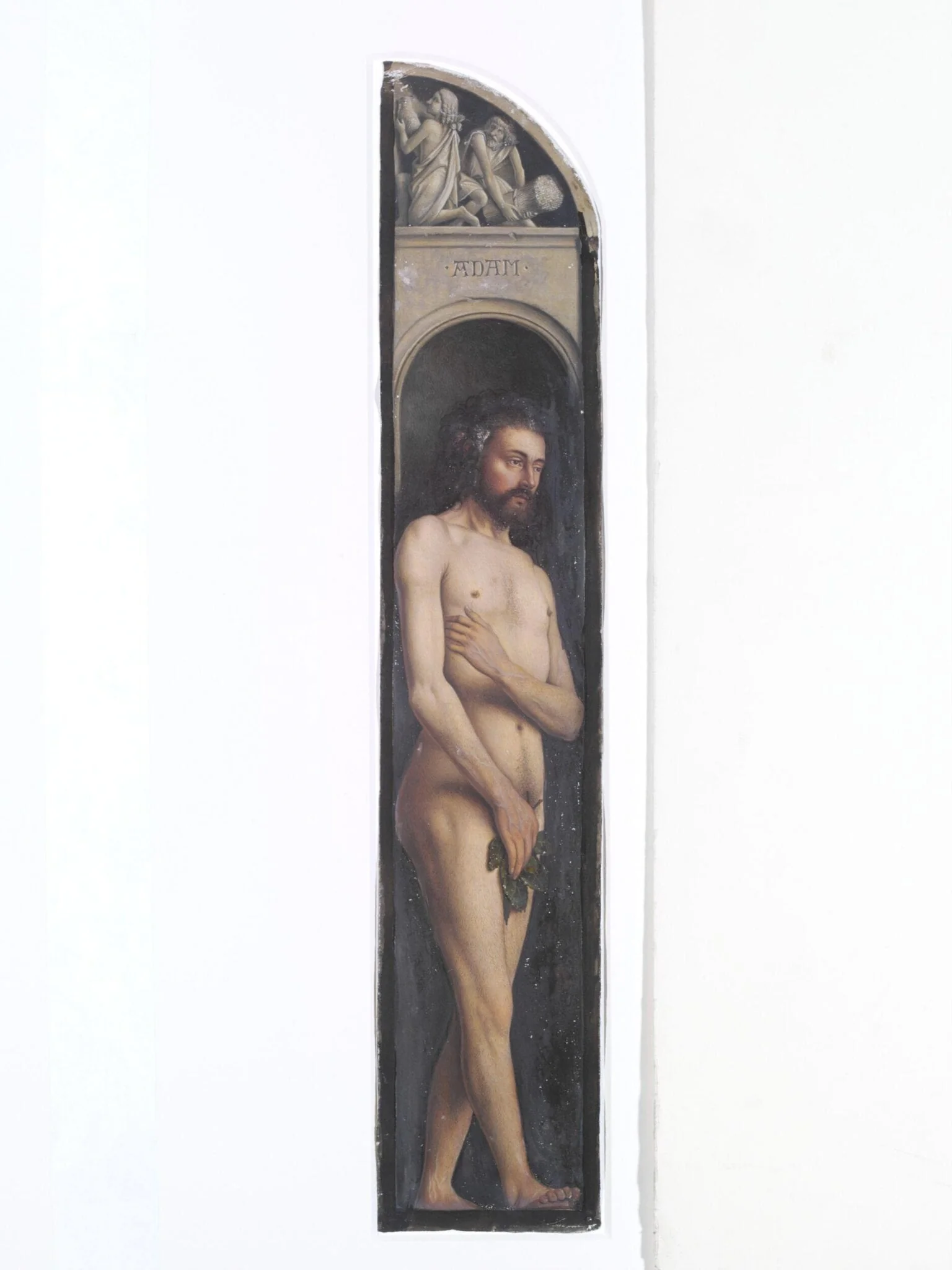 Copy of a detail from the Ghent Altarpiece, Adam, by Hubert and Jan van Eyck in the church of St Bavon, Ghent., by Christian Schultz, watercolor, 1864